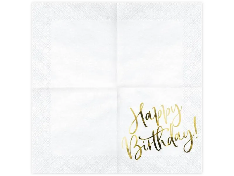 Partydeco Papierservietten Happy Birthday 33 cm x 33 cm, 20 Stück Partydeco Papierservietten Happy Birthday 33 cm x 33 cm, 20 Stück