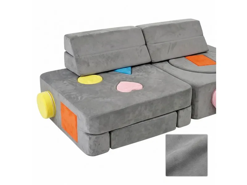 relaxdays Kindersessel Kinder Spielsofa Modular Grau, Orange, Blau