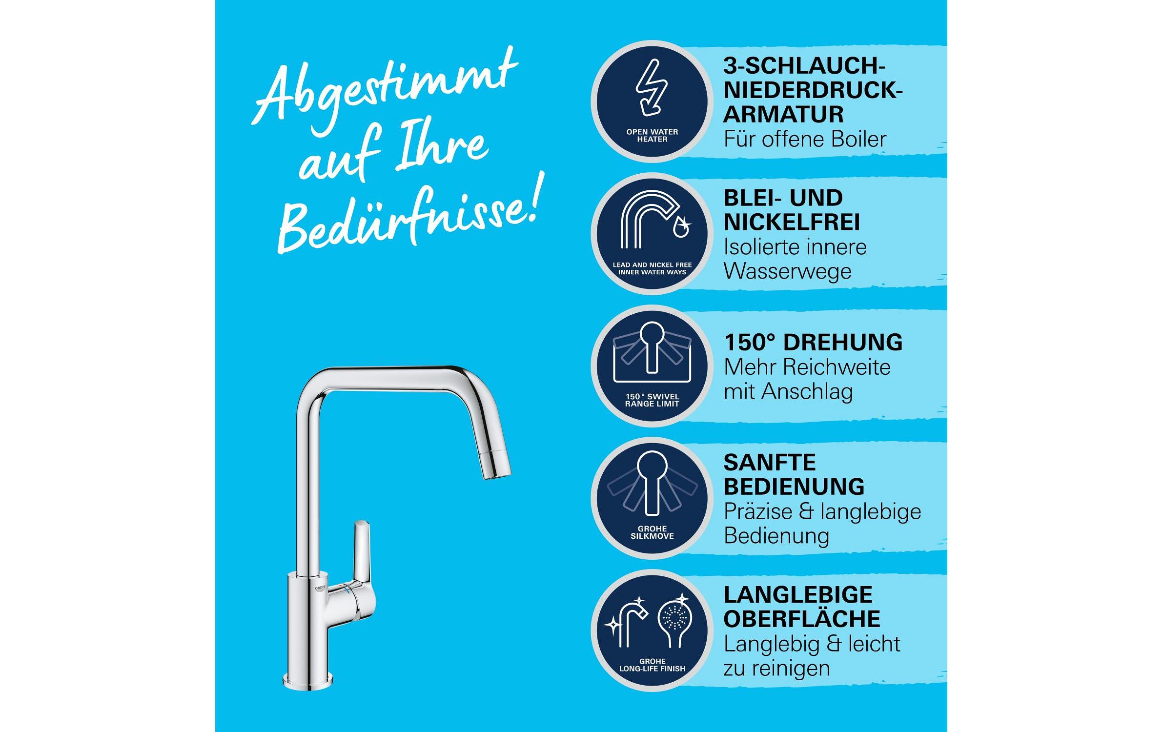 GROHE Küchenarmatur Start 3/8, Messing, U-Auslauf