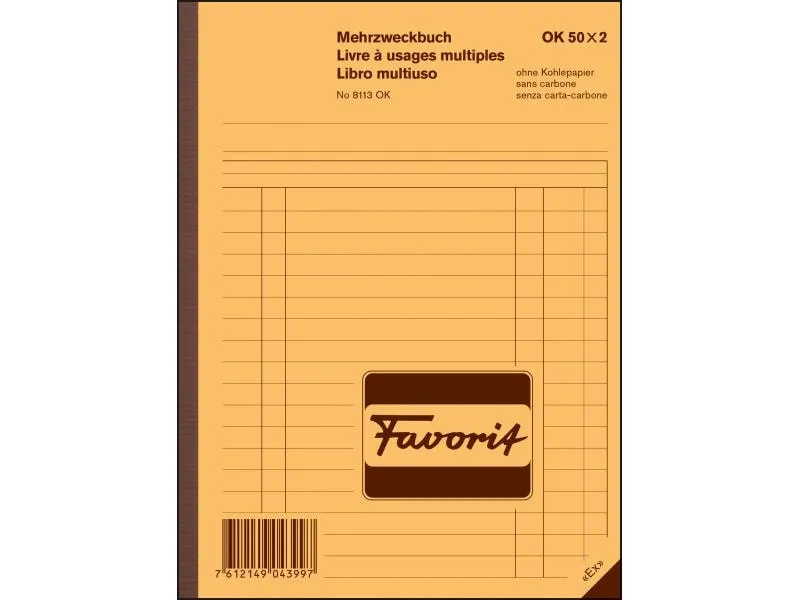 Favorit Durchschreibeblock 156 x 210 mm Mehrzweckbuch, Blau/Weiss