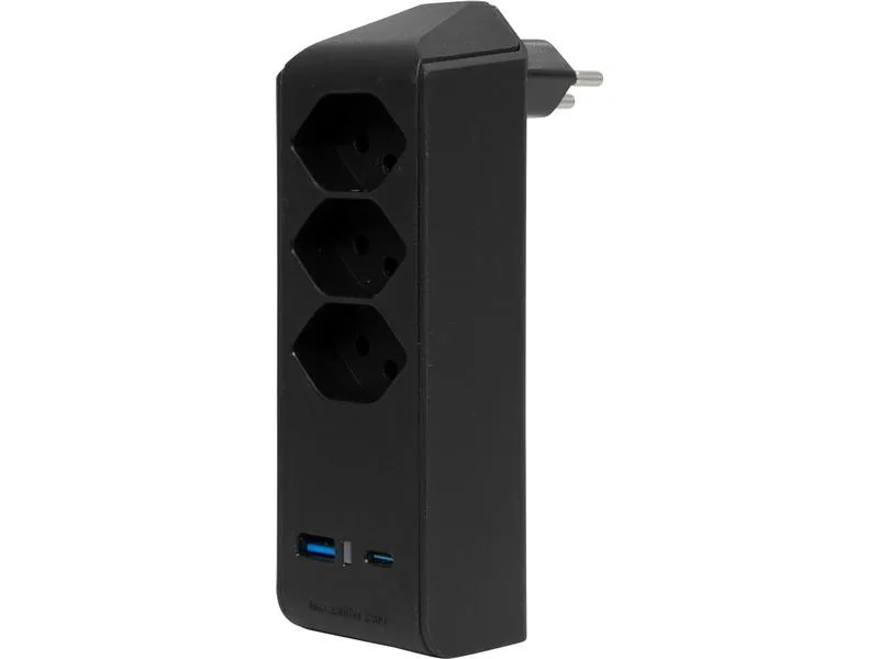 Brennenstuhl Abzweigstecker 3 x T13, 1 x USB A, 1 x USB C, 300° drehbar