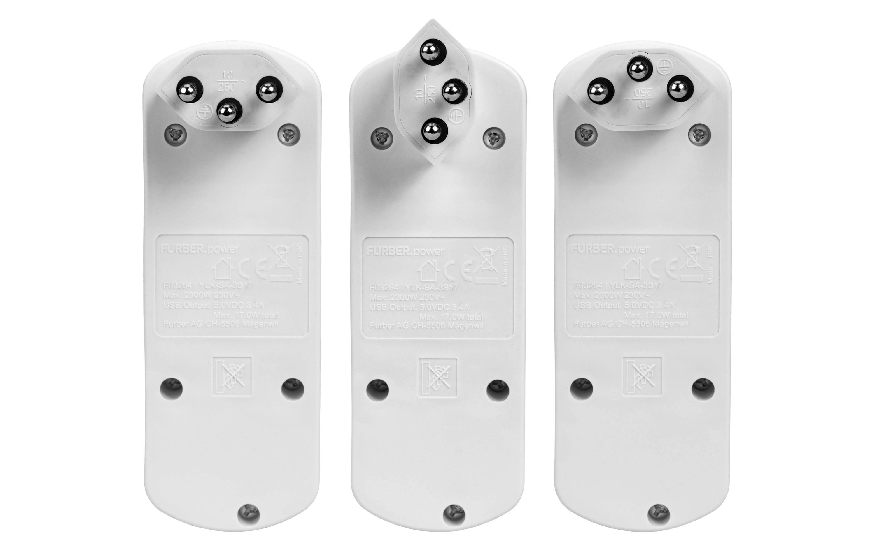FURBER.power Mehrfachstecker Flexo 3 x T13, USB-A, USB-C, drehbar FURBER.power Mehrfachstecker Flexo 3 x T13, USB-A, USB-C, drehbar