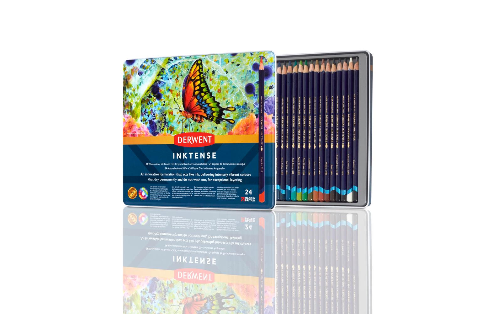 Derwent Inktense Permanent, wasserlösliche Aquarellstifte, 24-teilig