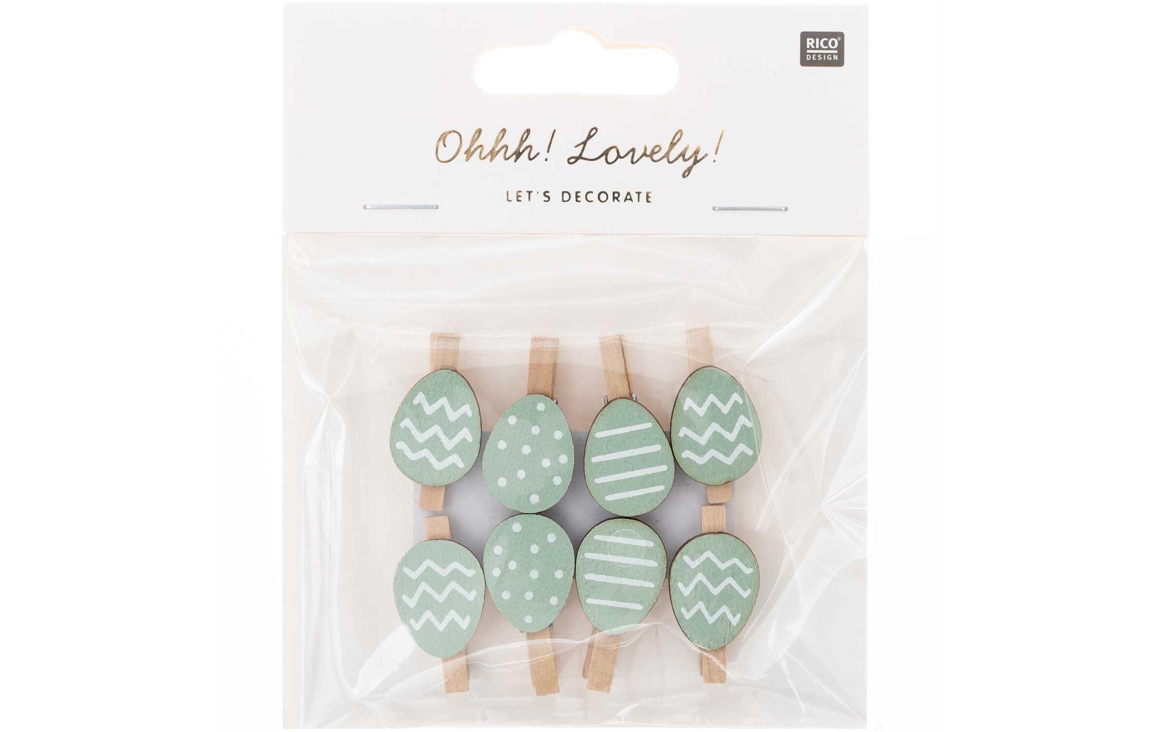 Rico Design Dekoklammer Osterei 8 Stück, Mint