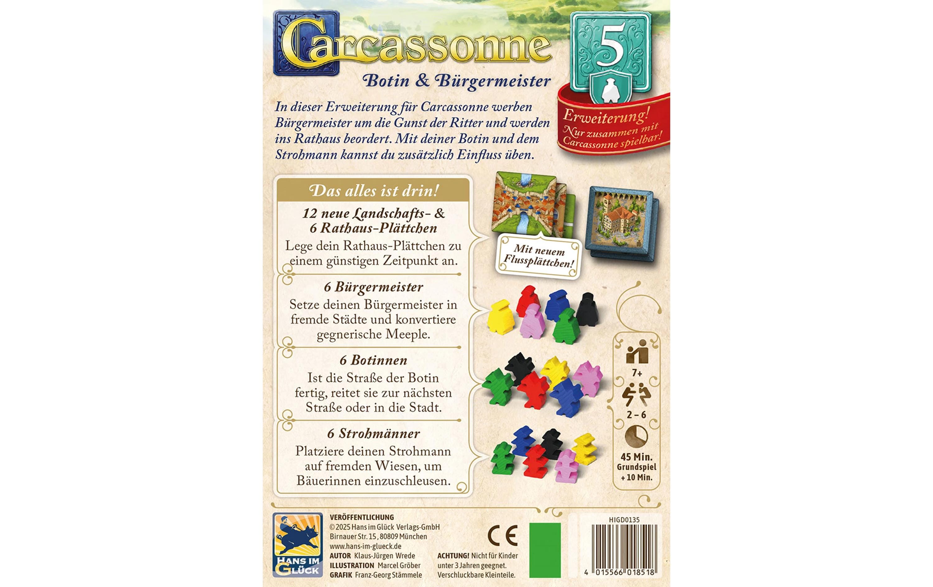 Hans im Glück Familienspiel Carcassonne Botin und Bürgermeister (d) Hans im Glück Familienspiel Carcassonne Botin und Bürgermeister (d)