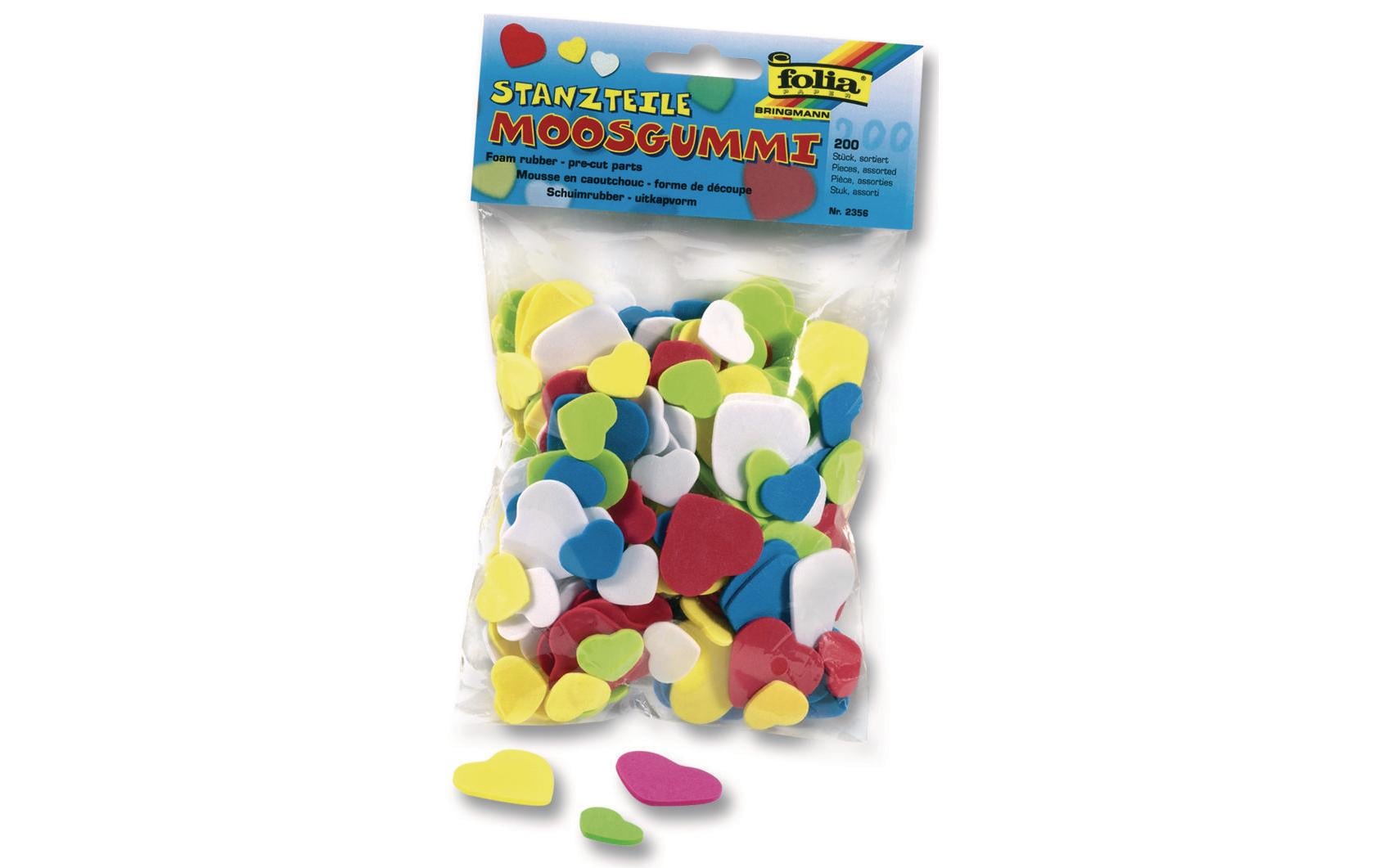 Folia Moosgummi-Stanzteile Herzen, 200 Stück Folia Moosgummi-Stanzteile Herzen, 200 Stück