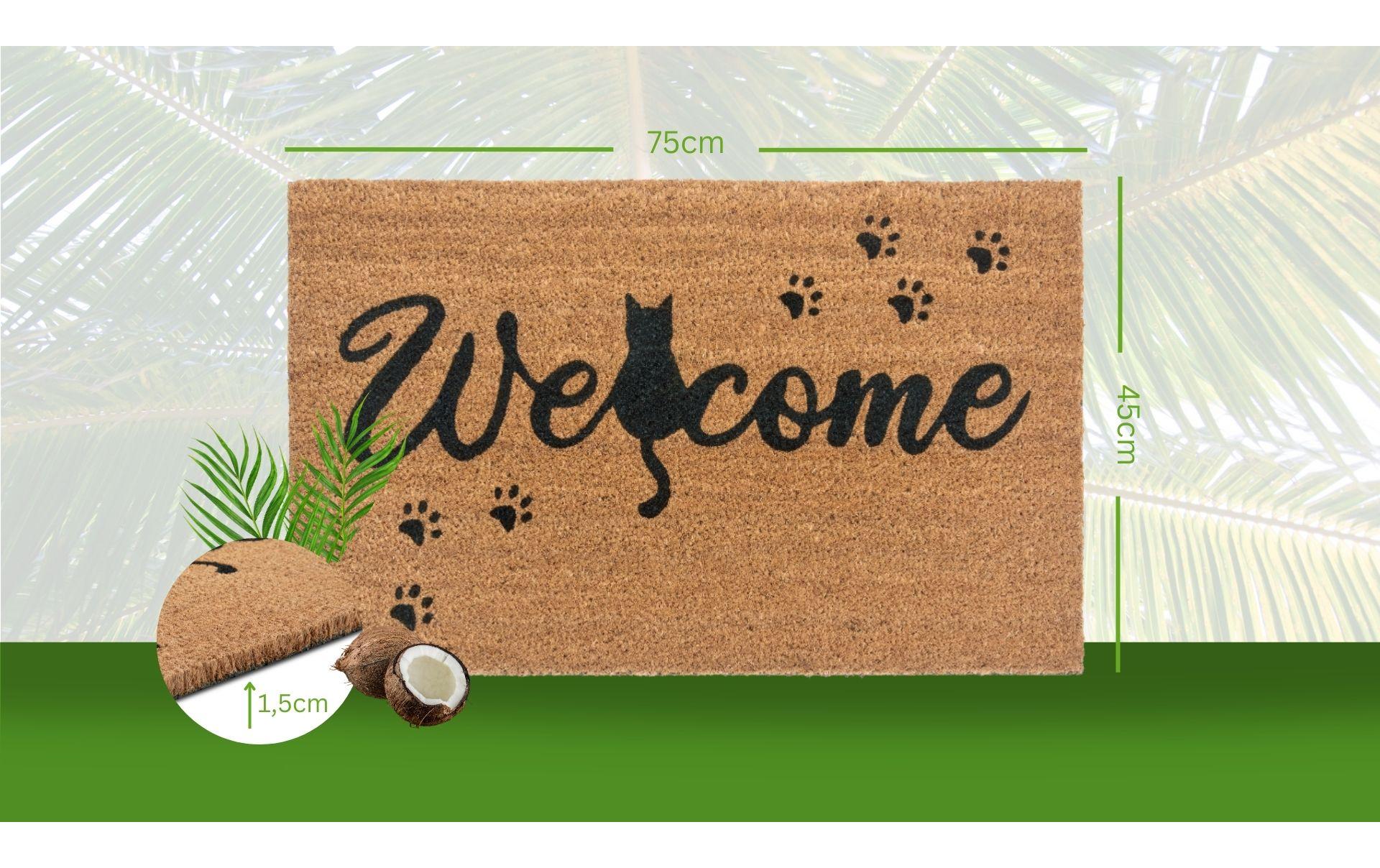 Hanse Home Fussmatte Cat Paws 45 cm x 75 cm, Braun/Schwarz