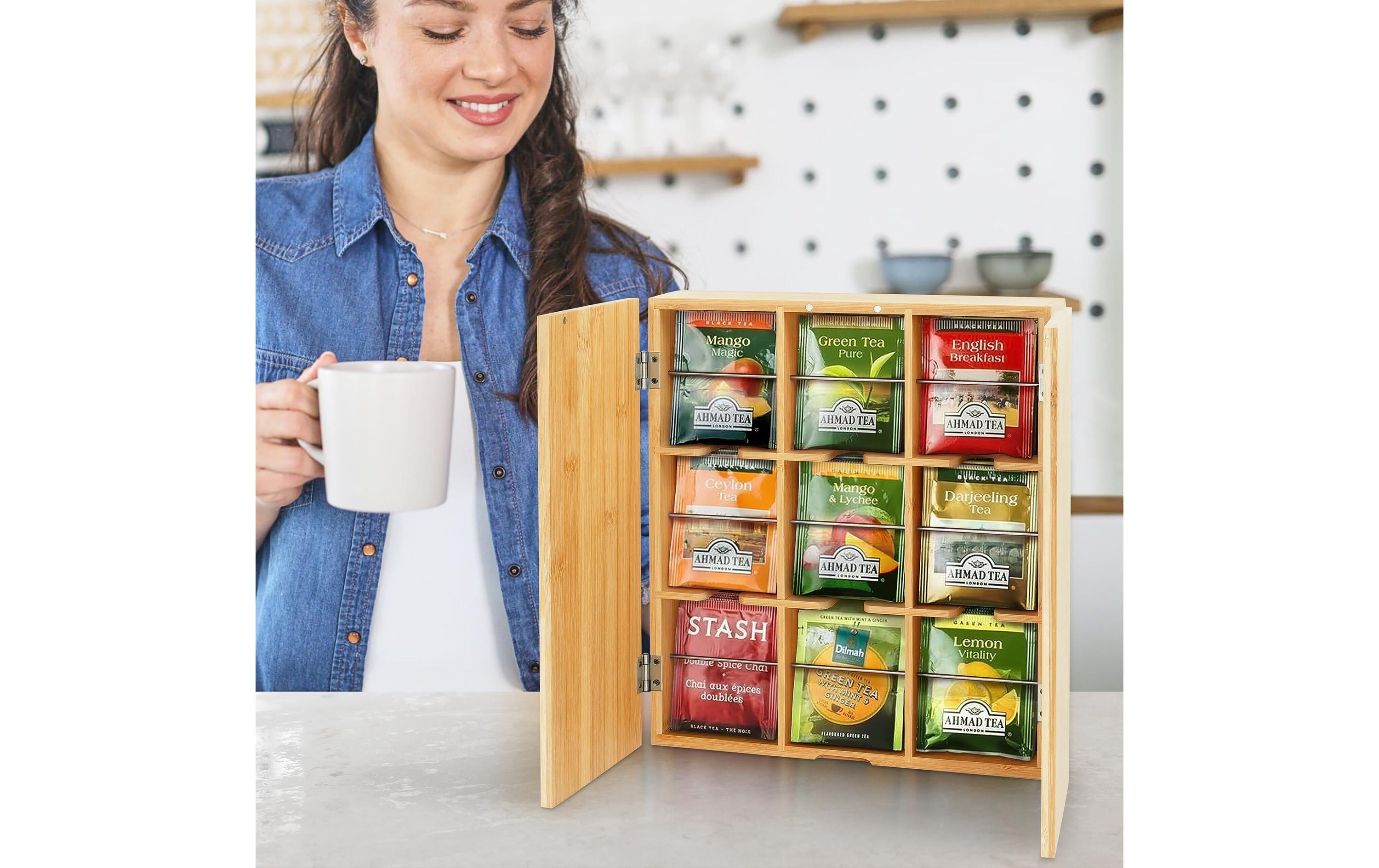 relaxdays Teebeutel-Box Hellbraun