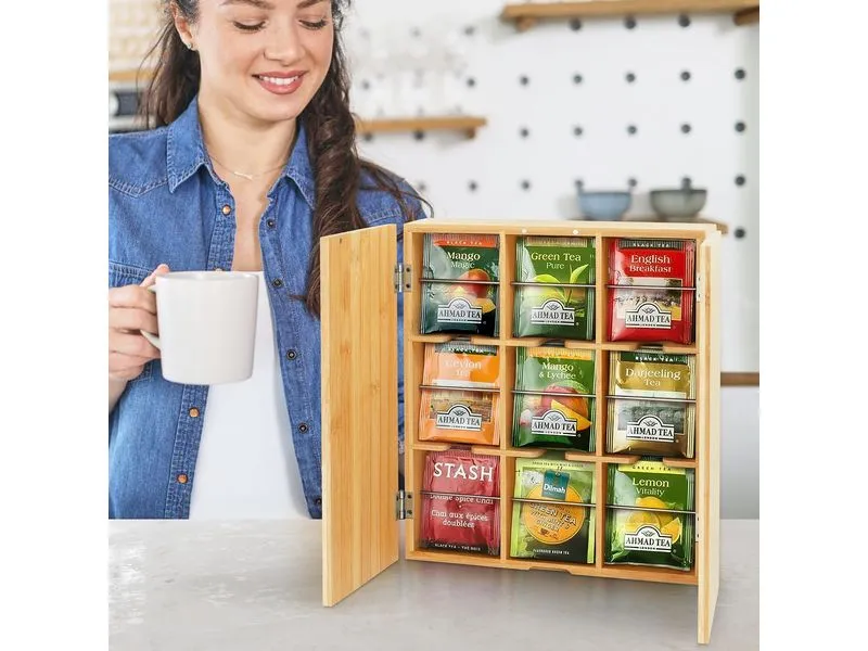 relaxdays Teebeutel-Box Hellbraun