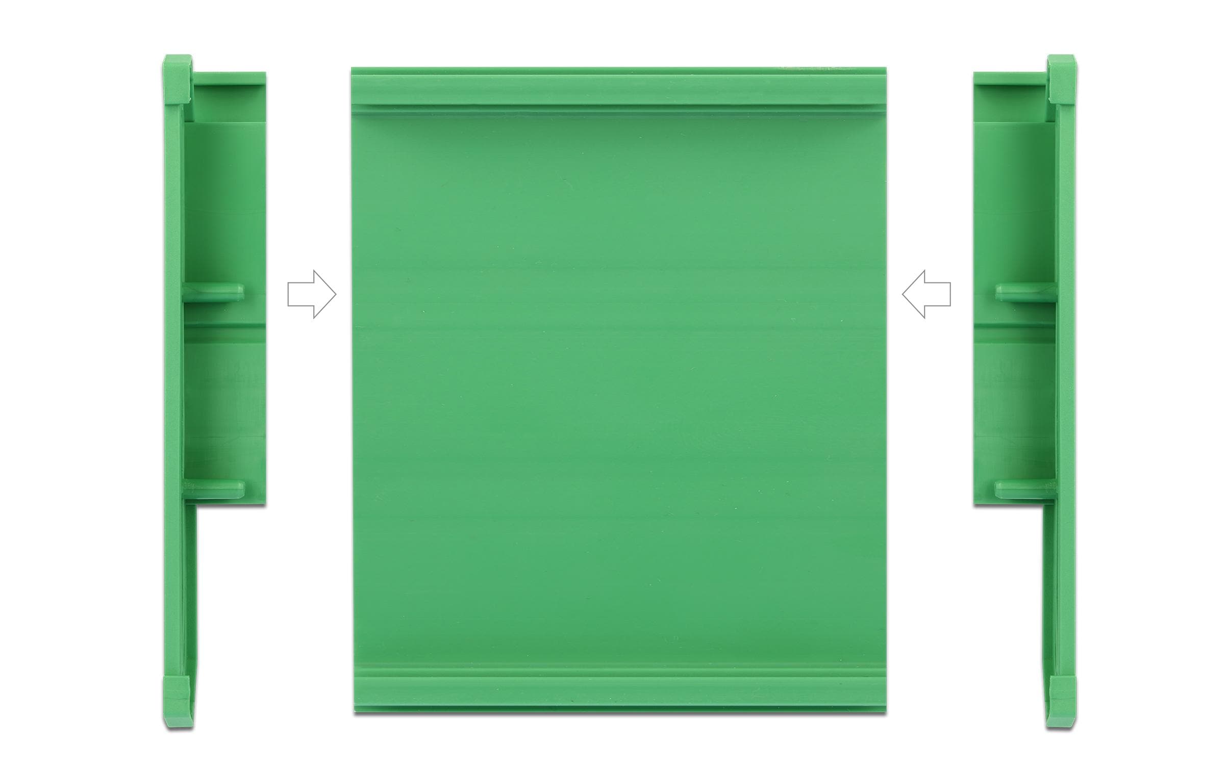 Delock Platinenhalterung für Hutschienen 10 cm lang, Grün