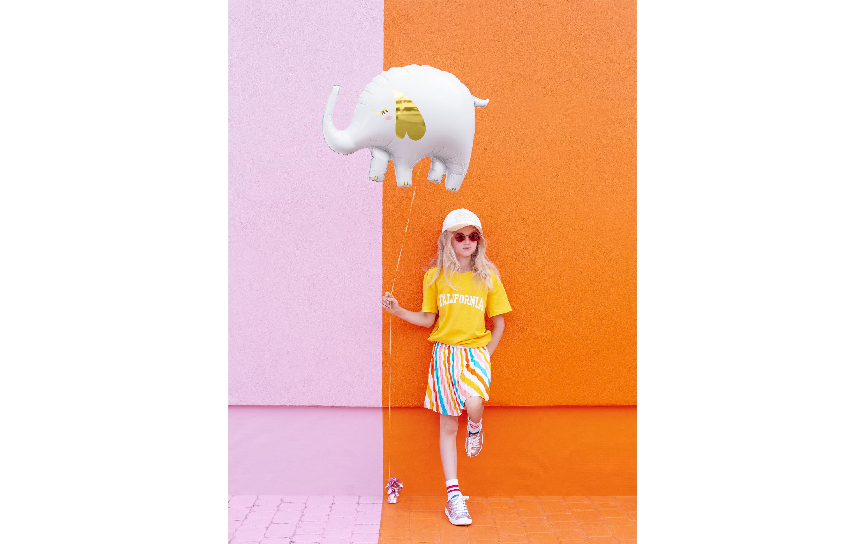 Partydeco Folienballon Elephant Gold/Weiss