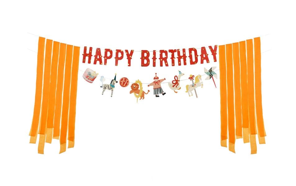 Partydeco Girlande Happy Birthday Zirkus, farbig, 275 cm