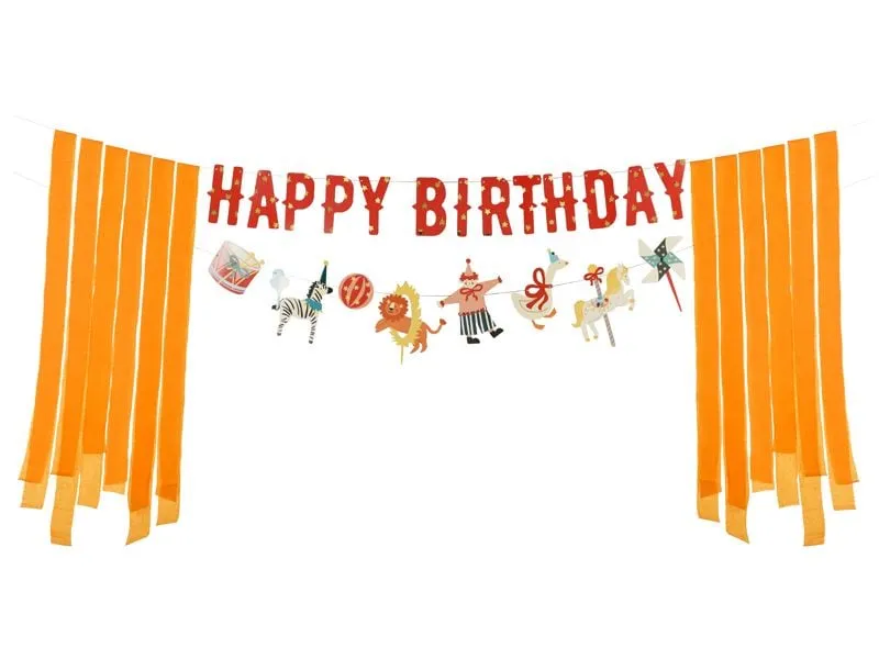 Partydeco Girlande Happy Birthday Zirkus, farbig, 275 cm