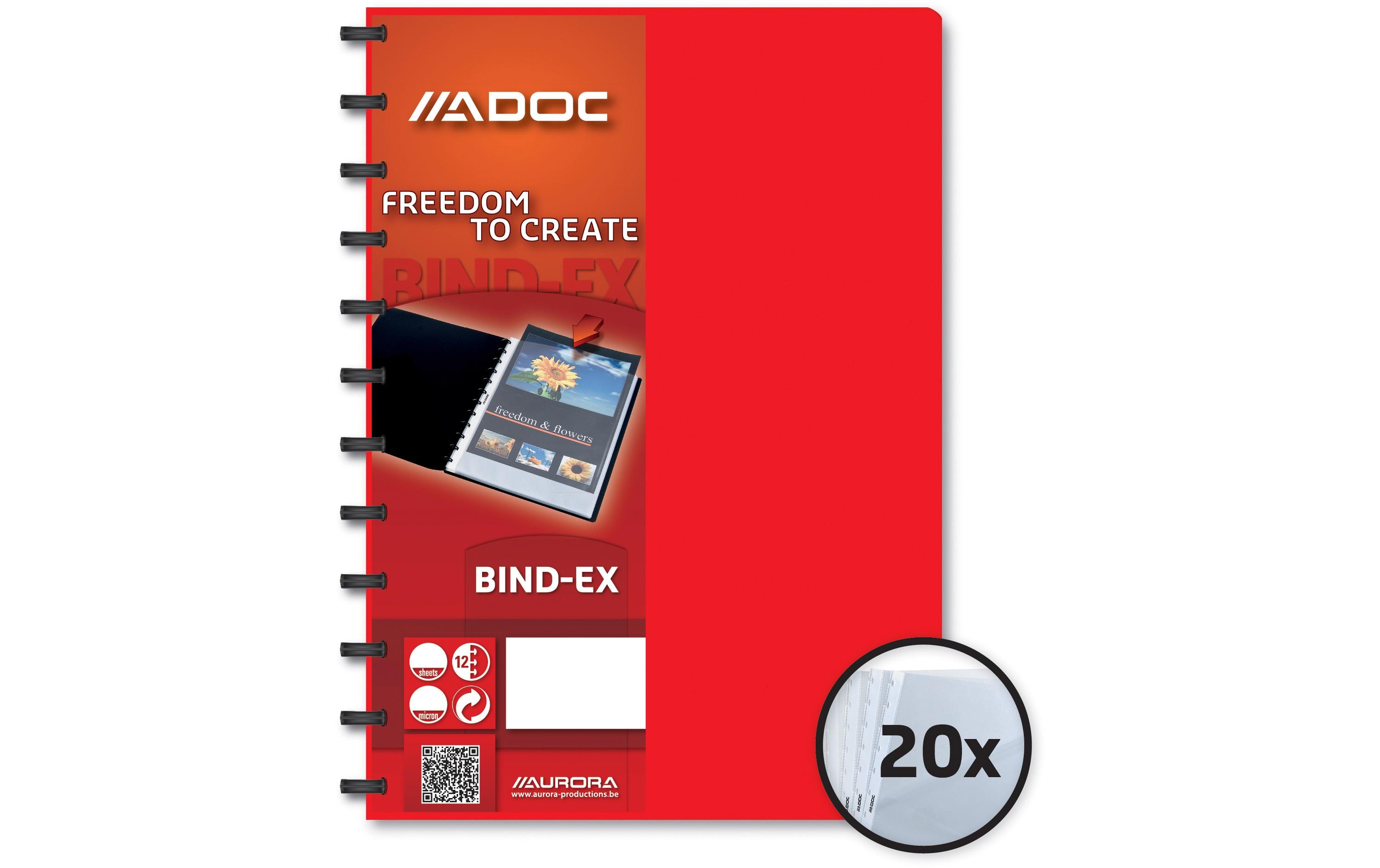 Adoc Sichtbuch Bind-Ex A4, 20 Taschen, Rot Adoc Sichtbuch Bind-Ex A4, 20 Taschen, Rot