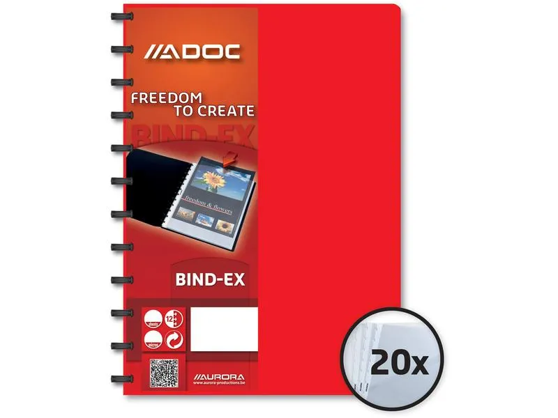Adoc Sichtbuch Bind-Ex A4, 20 Taschen, Rot