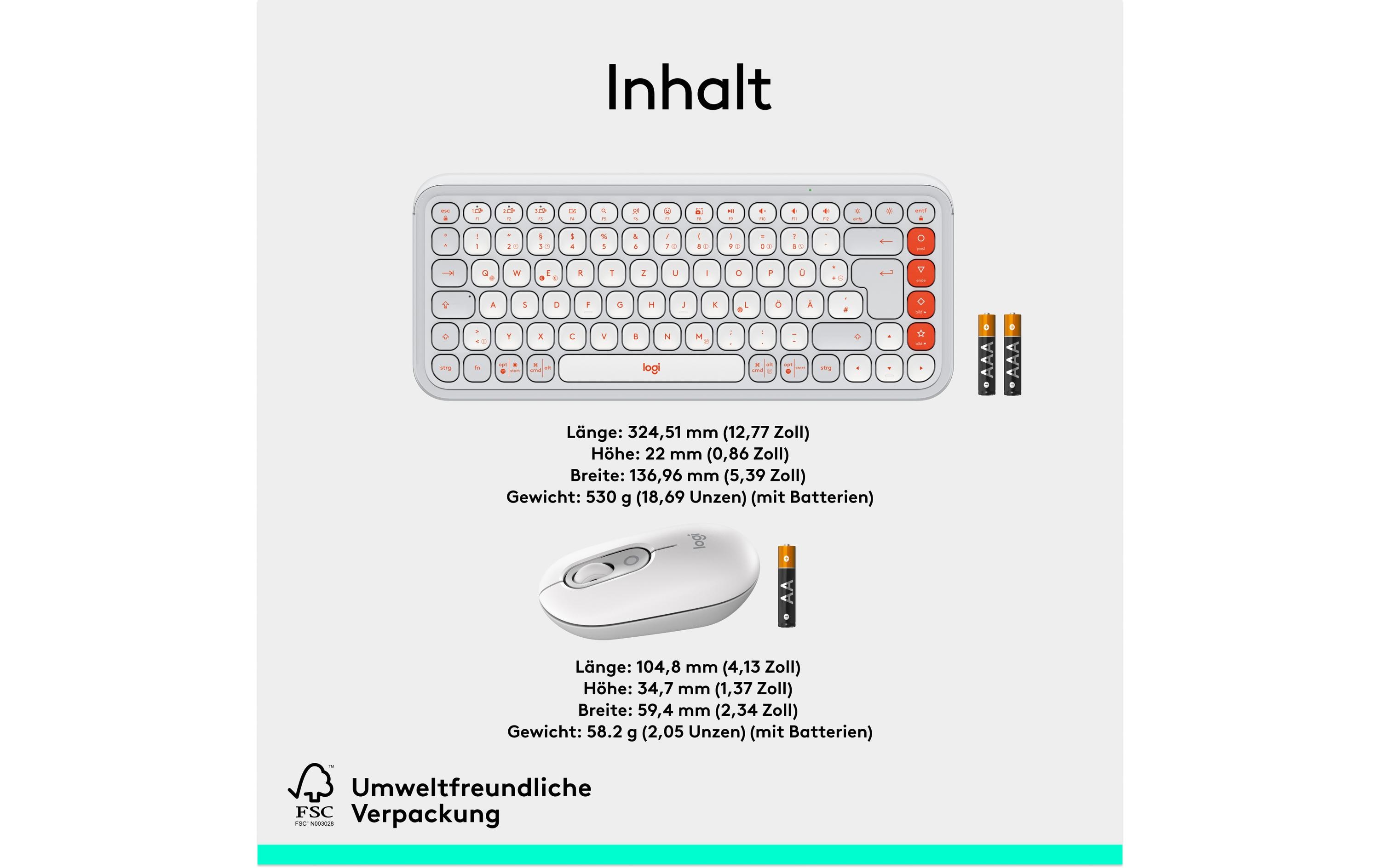 Logitech Tastatur-Maus-Set POP Icon Combo Off-white