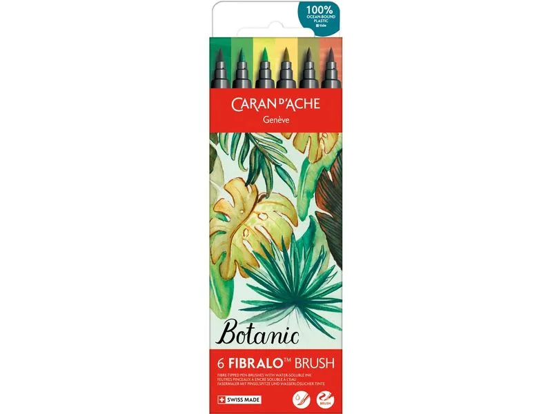 Caran d'Ache Filzstift Set Fibralo Brush Botani 6-teilig