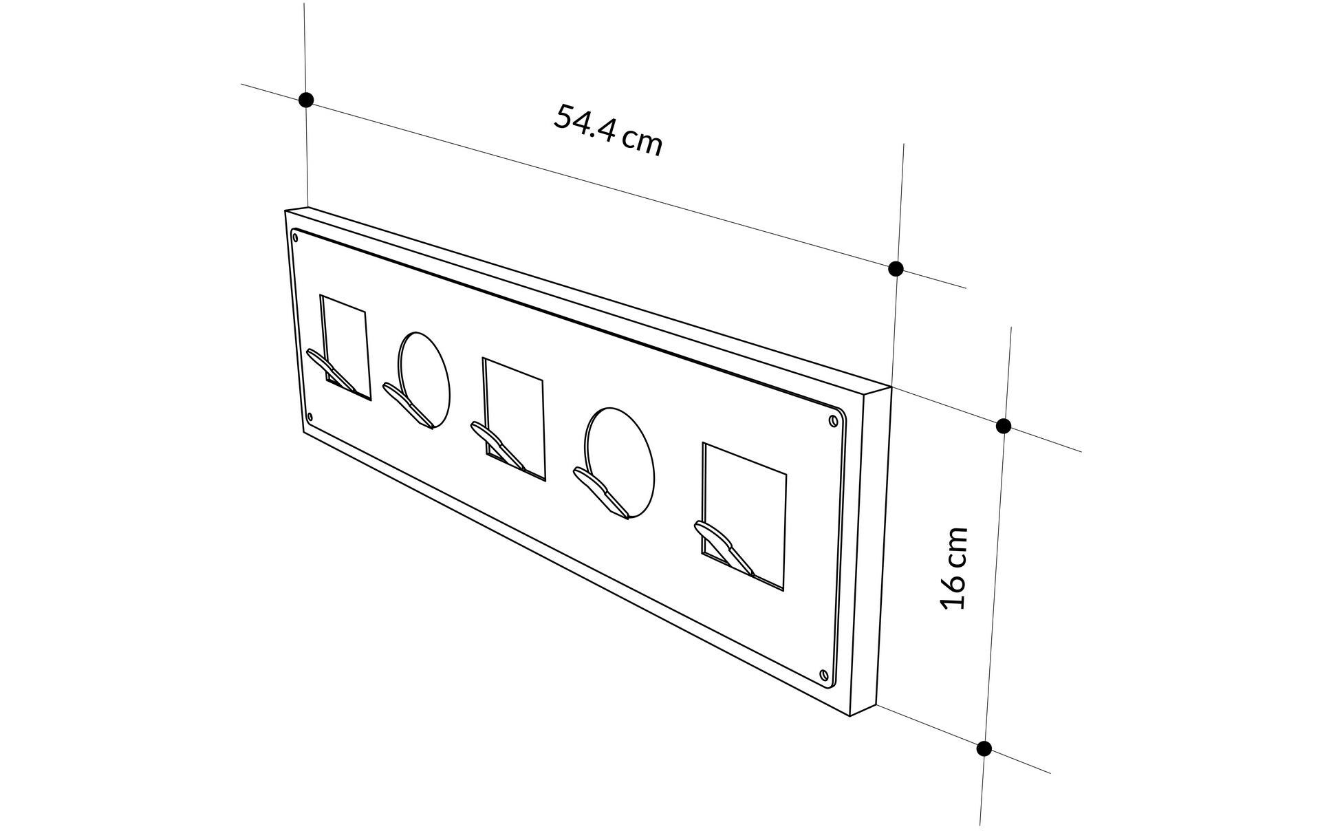 Woody Fashion Wandgarderobe Icon Sapphire 5 Haken, Nature/Schwarz