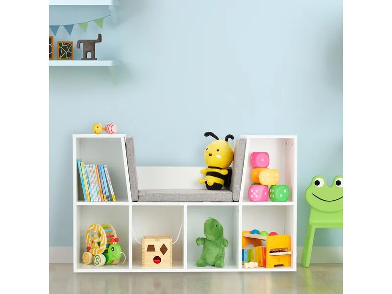 relaxdays Kinderregal, Weiss / Grau, 6 Fächer