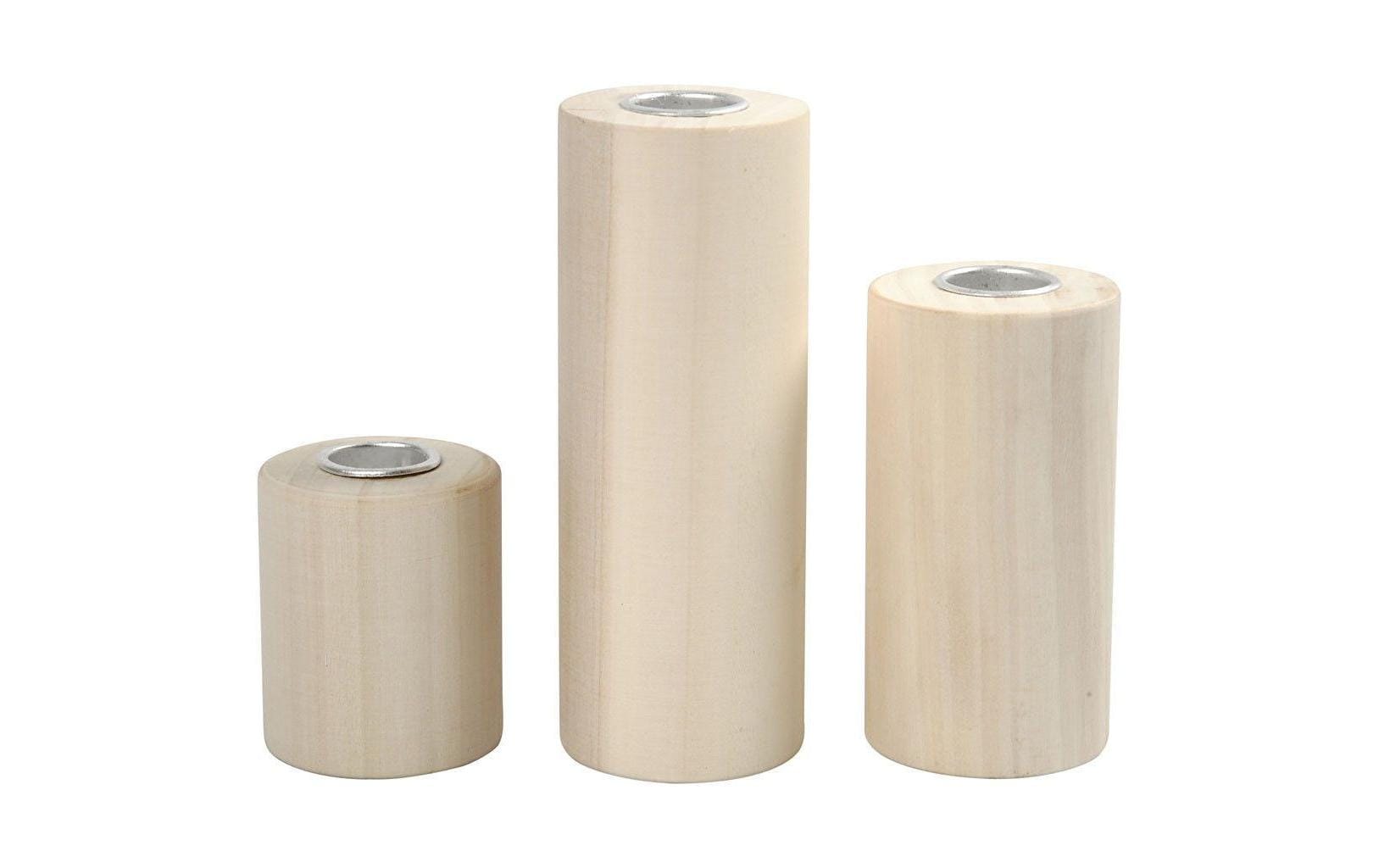 Creativ Company Kerzenständer 14.5 + 9 + 6.5 cm 3 Stück, Beige