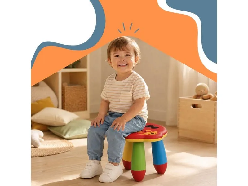 relaxdays Kinderhocker Marienkäfer, 25 x 32 cm, Mehrfarbig