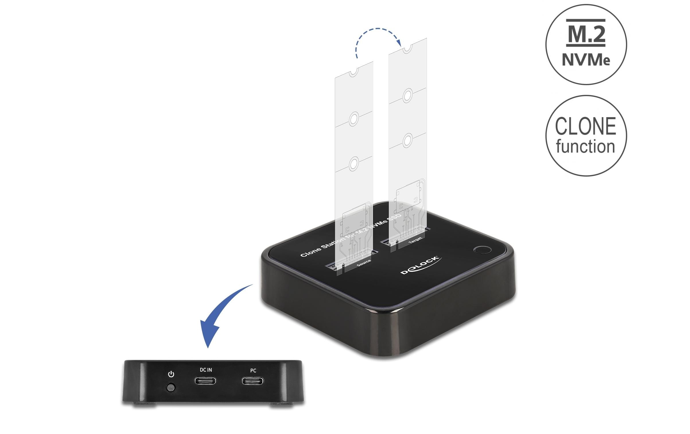 Delock Docking- und Klonstation für 2x M.2 NVMe Delock Docking- und Klonstation für 2x M.2 NVMe