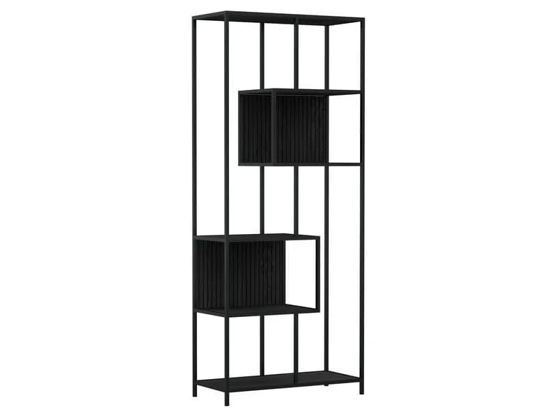 AC Design Regal Seaford offen Schwarz, 77 x 35 x 185 cm