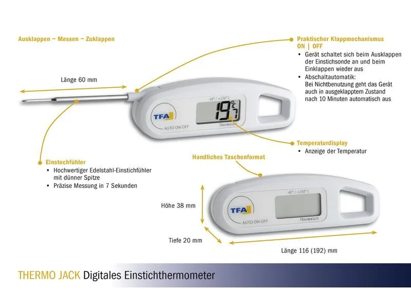 TFA Dostmann Einstichthermometer THERMO JACK, Weiss