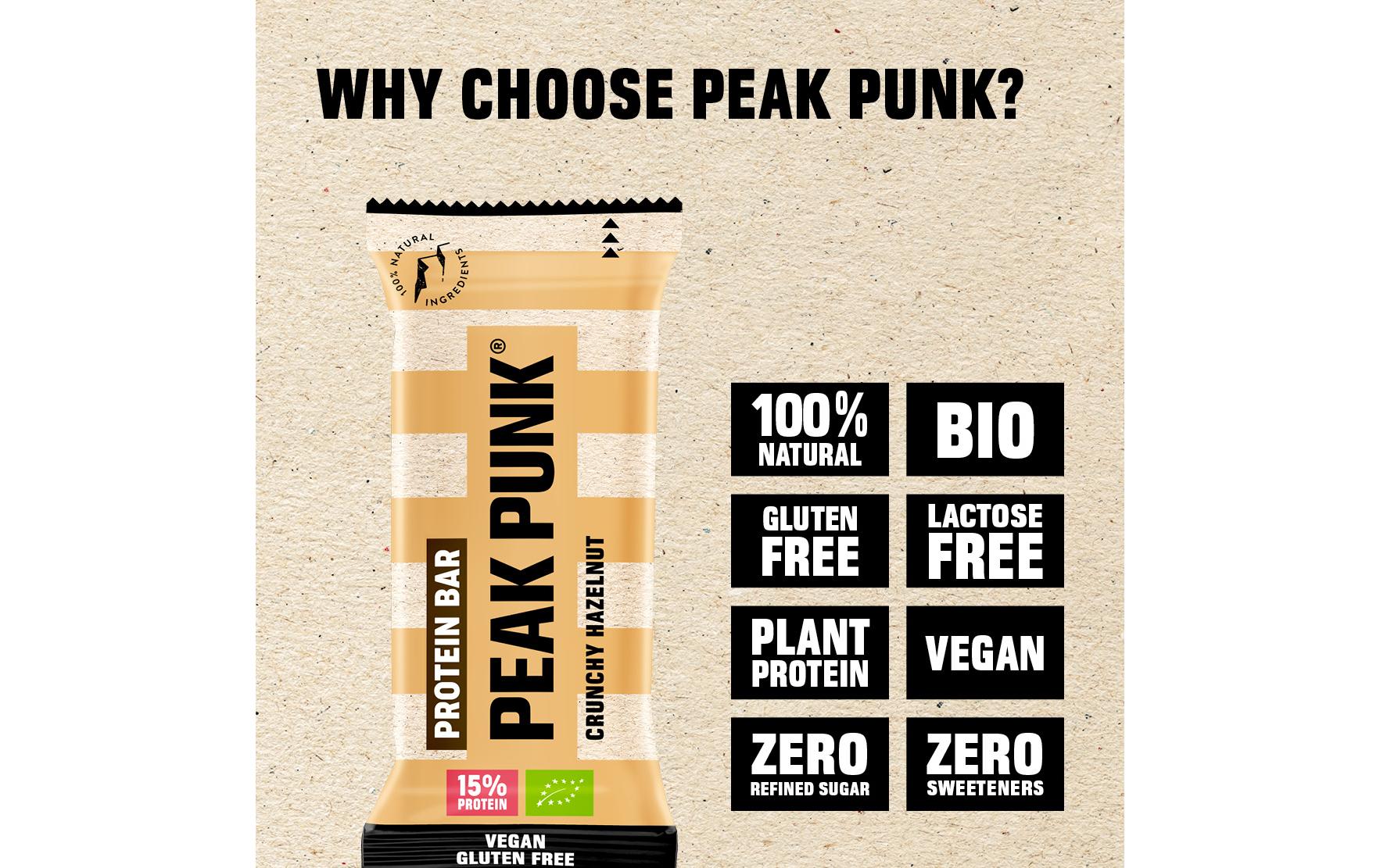 PEAK PUNK Bio Protein Bar Crunchy Hazelnut 12 x 55 g