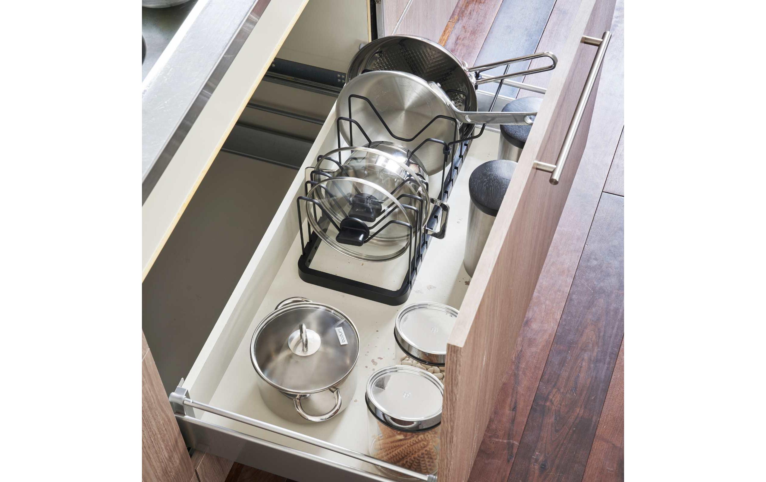 Yamazaki Deckel- und Pfannenhalter Tower Schwarz