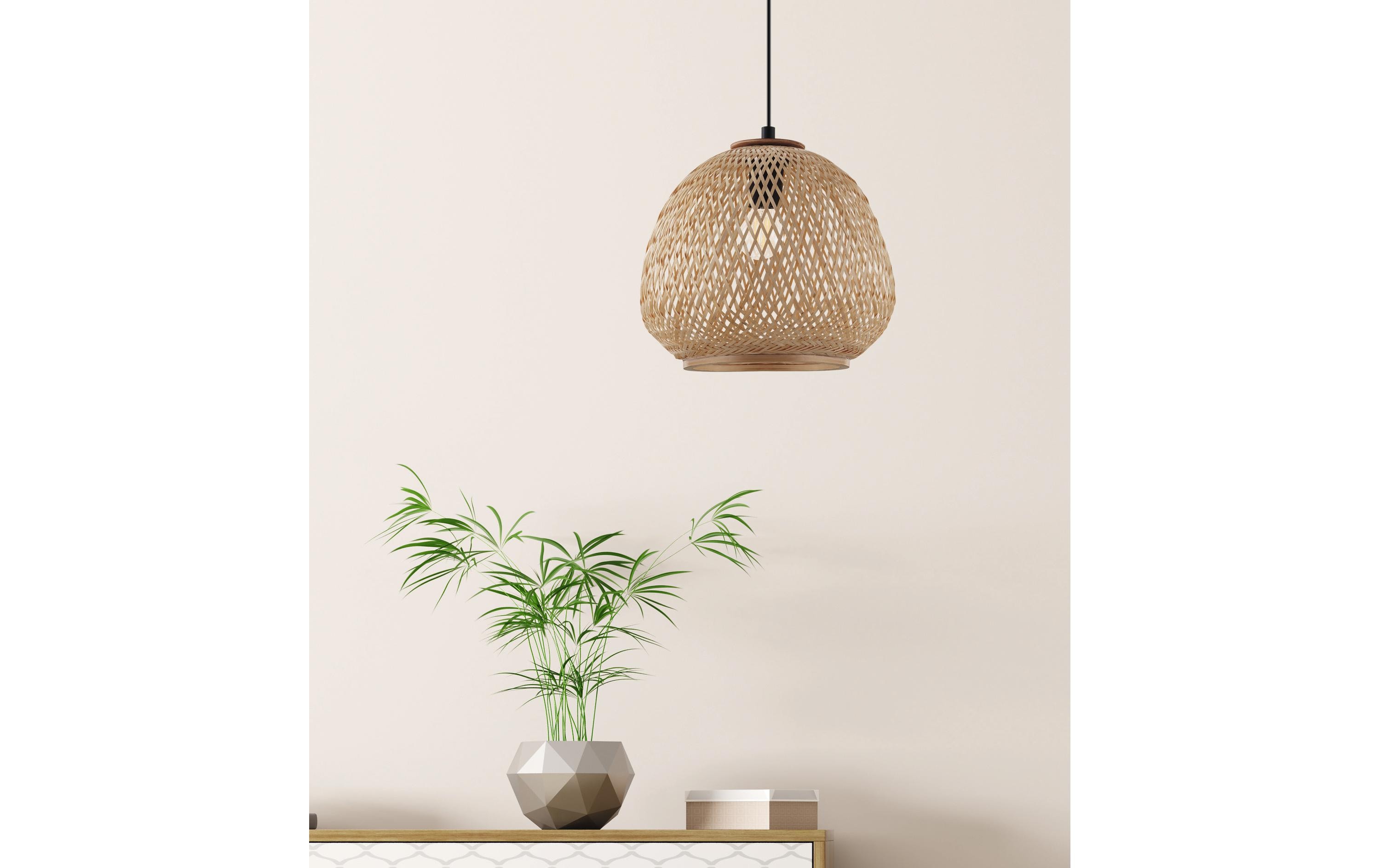 EGLO Leuchten Pendelleuchte DEMBLEBY 1x E27, Schwarz/Natur EGLO Leuchten Pendelleuchte DEMBLEBY 1x E27, Schwarz/Natur