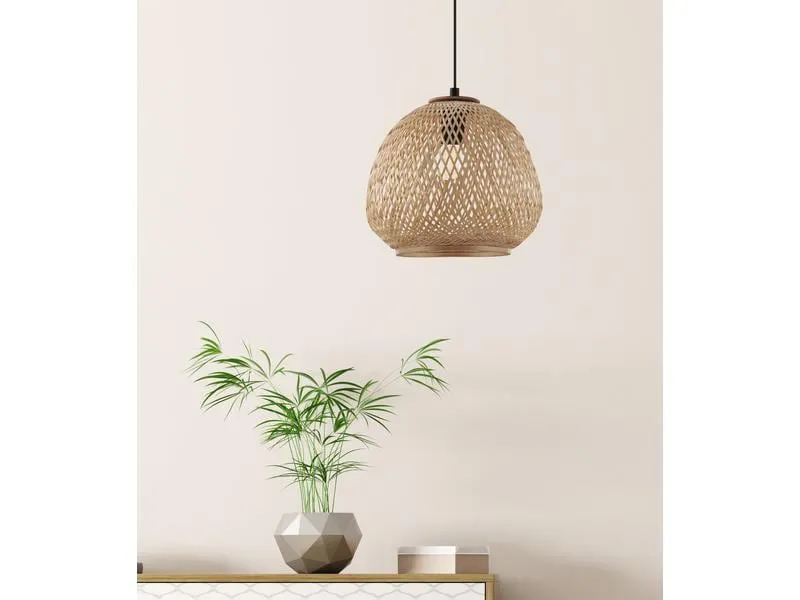 EGLO Leuchten Pendelleuchte DEMBLEBY 1x E27, Schwarz/Natur EGLO Leuchten Pendelleuchte DEMBLEBY 1x E27, Schwarz/Natur