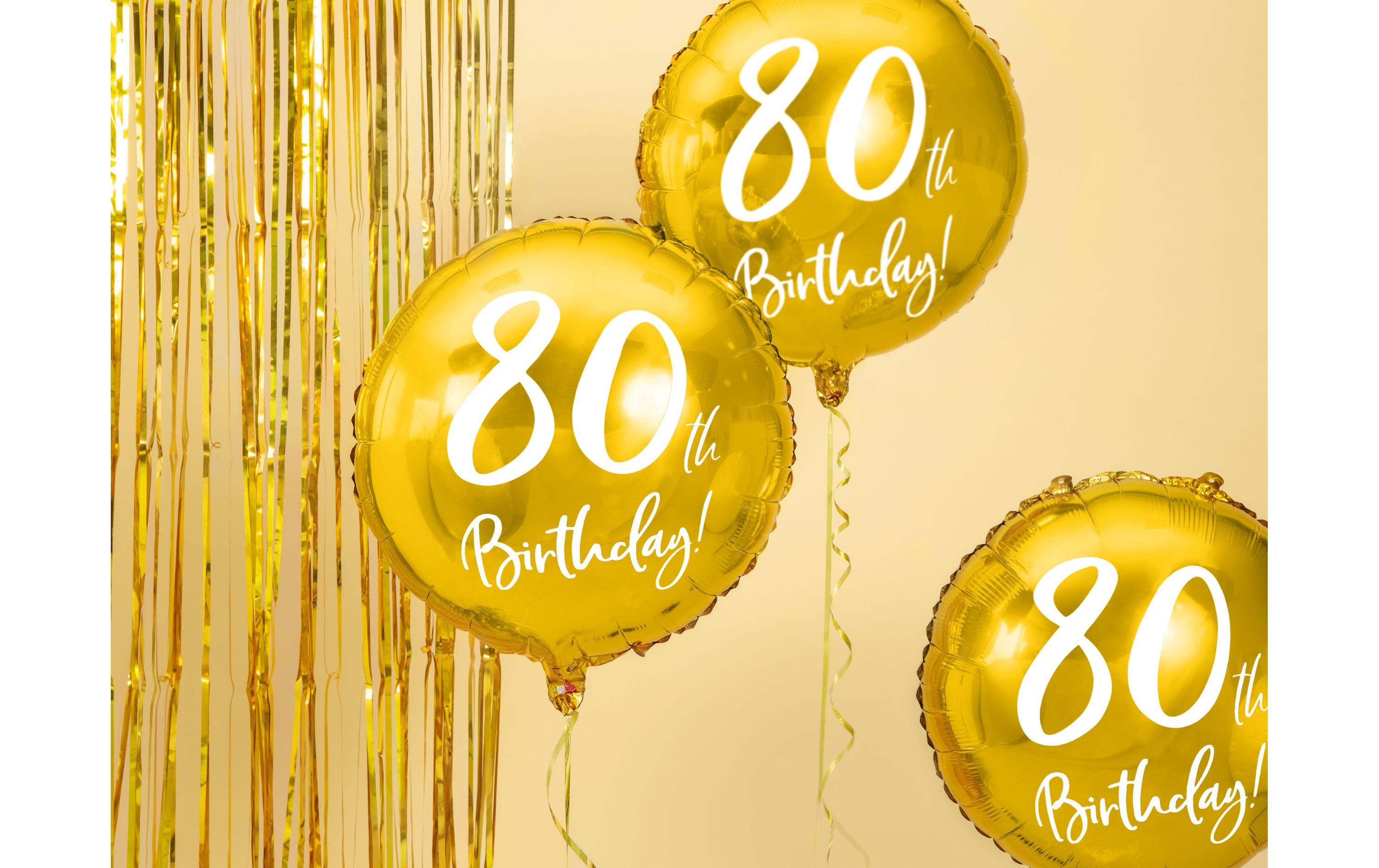 Partydeco Folienballon 80th Birthday Gold/Weiss