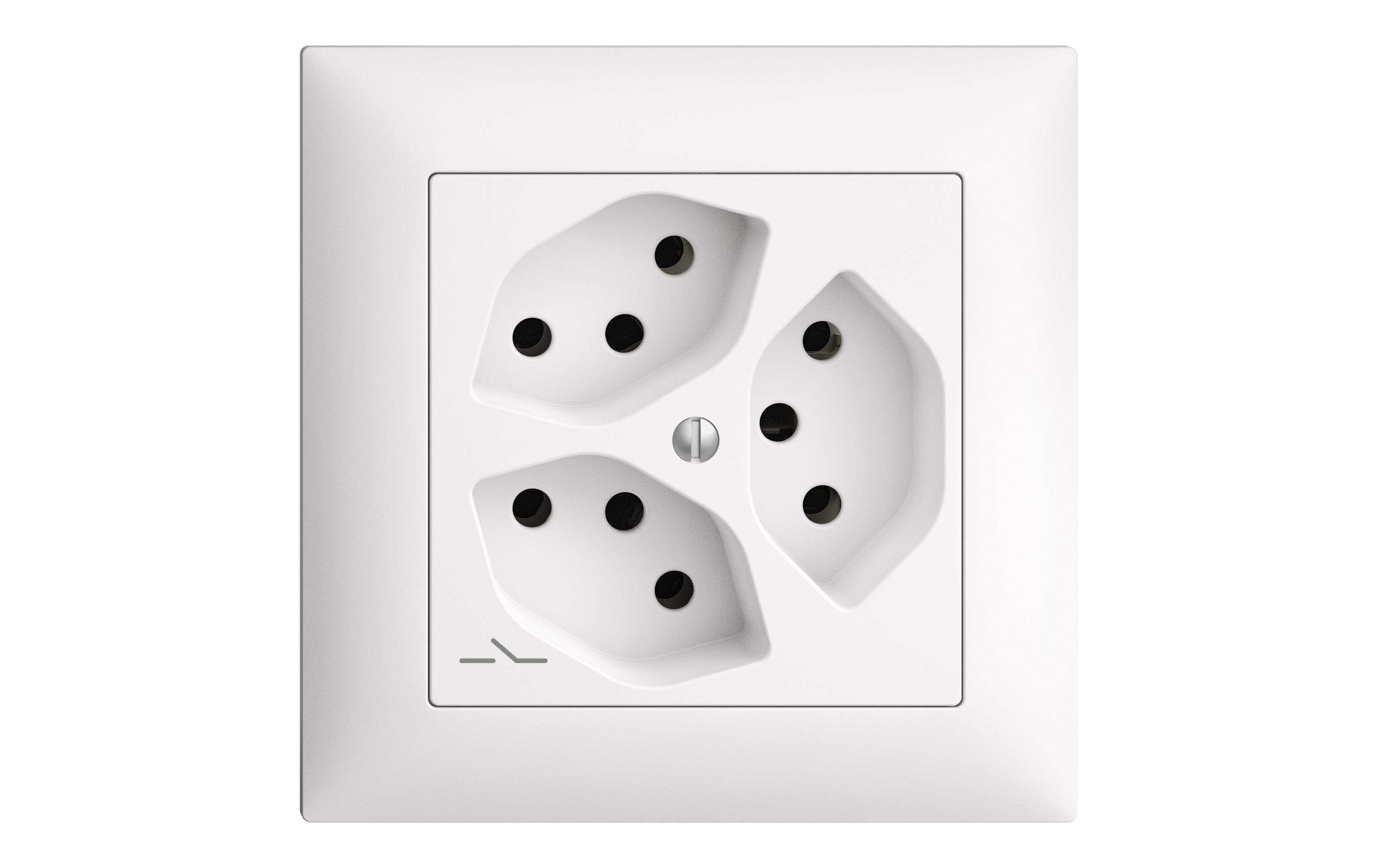 Feller EDIZIOdue UP-Steckdosen EDIZIOdue, 3xT13, Weiss Komplettset mit Rahmen Feller EDIZIOdue UP-Steckdosen EDIZIOdue, 3xT13, Weiss Komplettset mit Rahmen