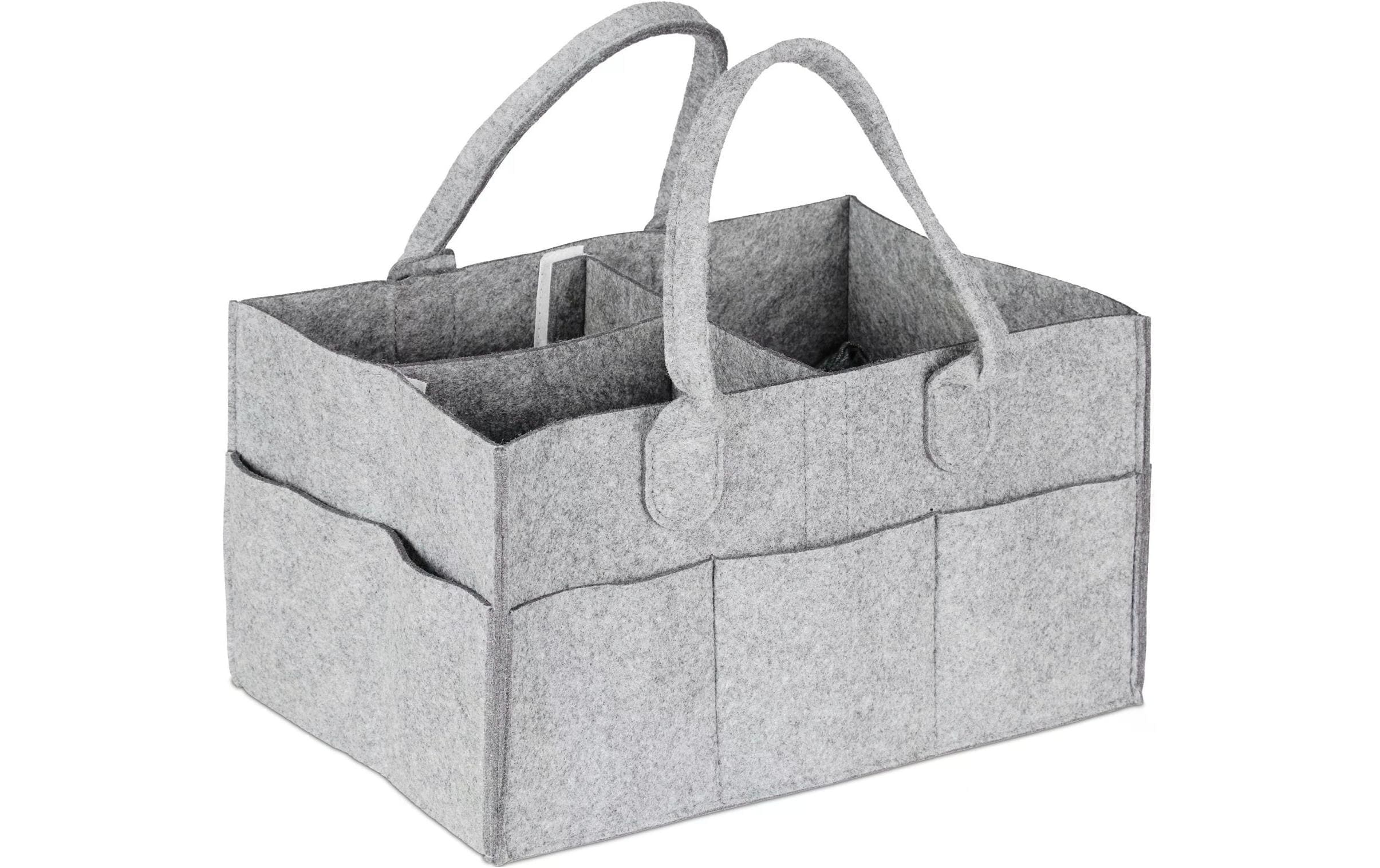 relaxdays Pflegekörbchen Windel Caddy Filz Grau relaxdays Pflegekörbchen Windel Caddy Filz Grau