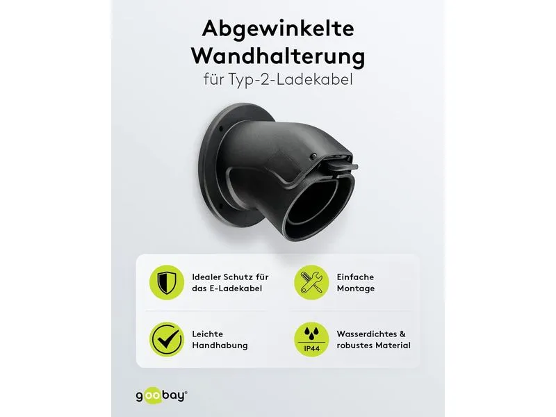 Goobay Wandhalterung abgewinkelt für Ladekabel Typ-2 Goobay Wandhalterung abgewinkelt für Ladekabel Typ-2