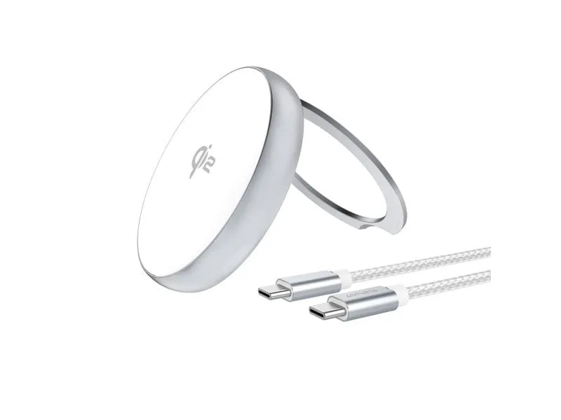 4smarts Wireless Charger Kickstand Qi2 Silber / Weiss 4smarts Wireless Charger Kickstand Qi2 Silber / Weiss