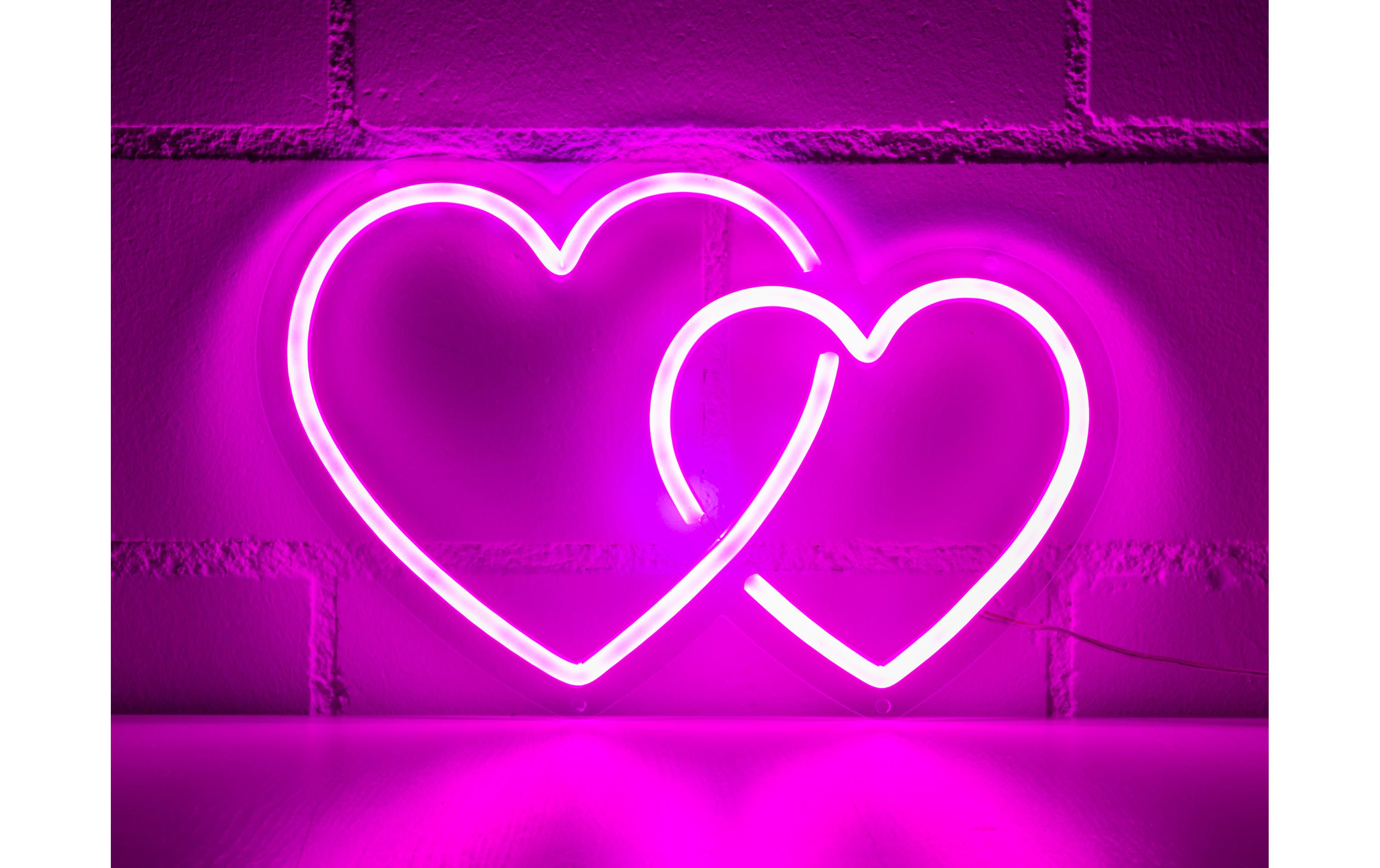 Vegas Lights LED Dekolicht Neonschild Zwei Herzen 30 x 20.5 cm
