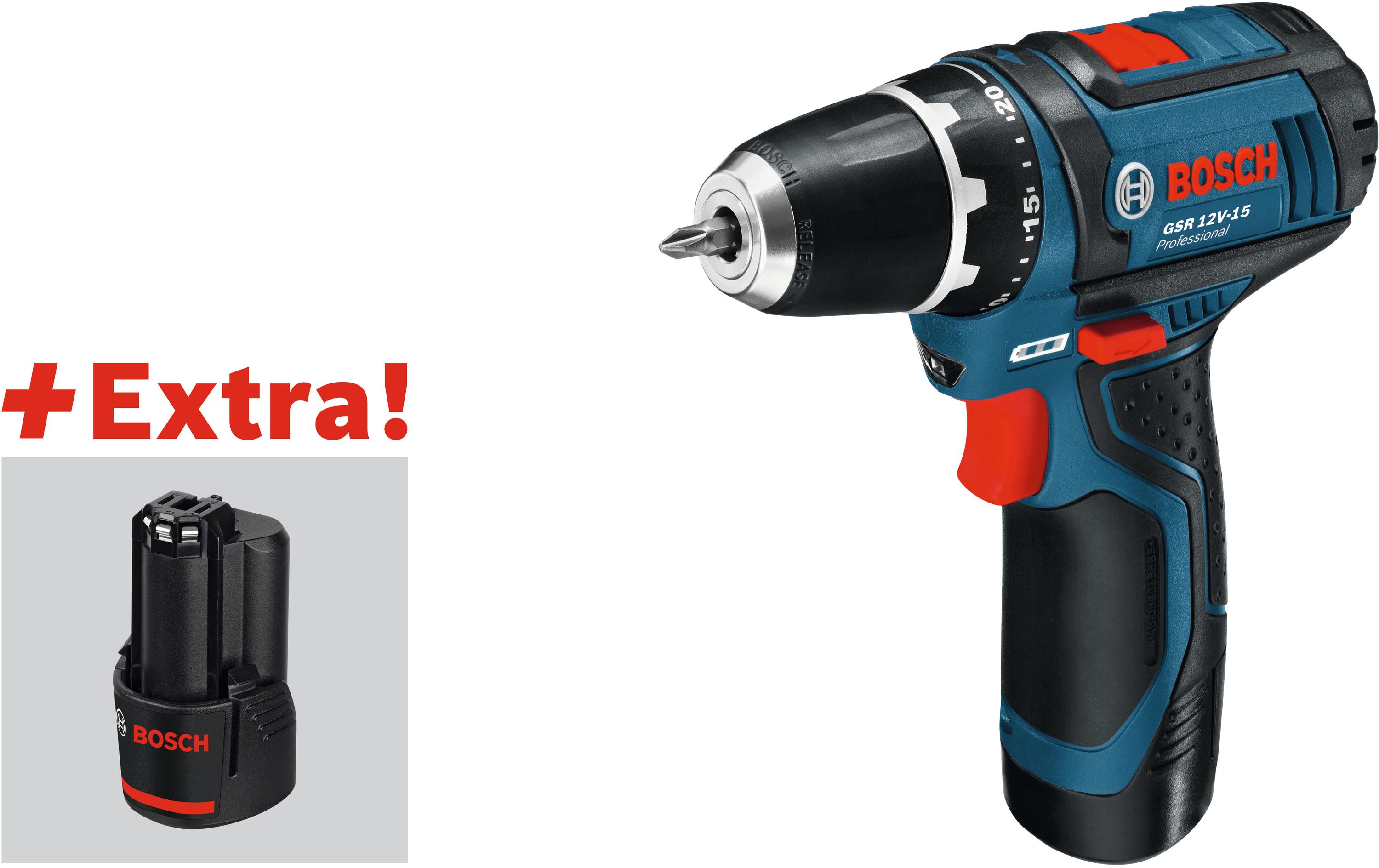 Bosch Professional Akku-Werkzeugset GSR 12 V-15 Bosch Professional Akku-Werkzeugset GSR 12 V-15