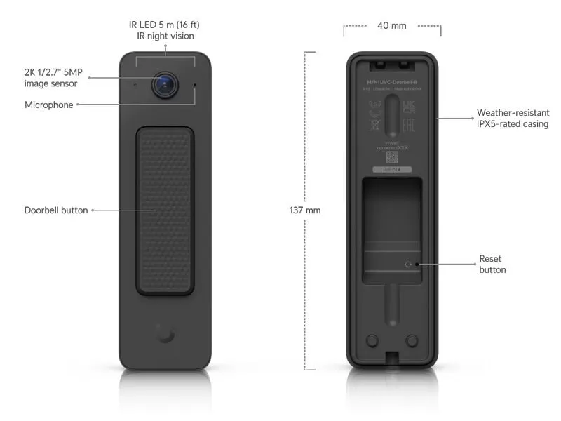 Ubiquiti IP Türstation Doorbell Lite Schwarz Ubiquiti IP Türstation Doorbell Lite Schwarz