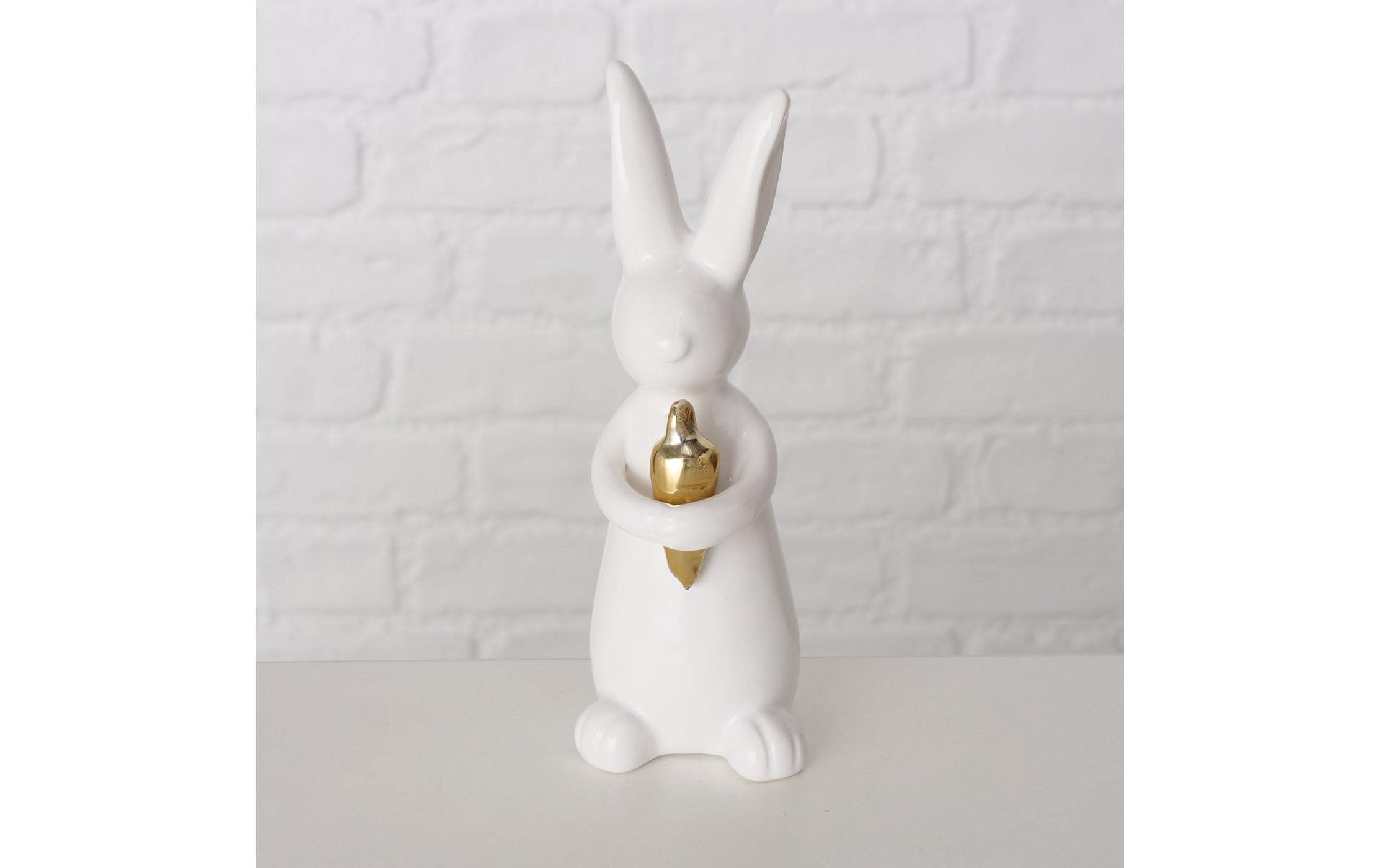 Boltze Aufsteller Hase Hopsi 15 cm, Keramik, Weiss
