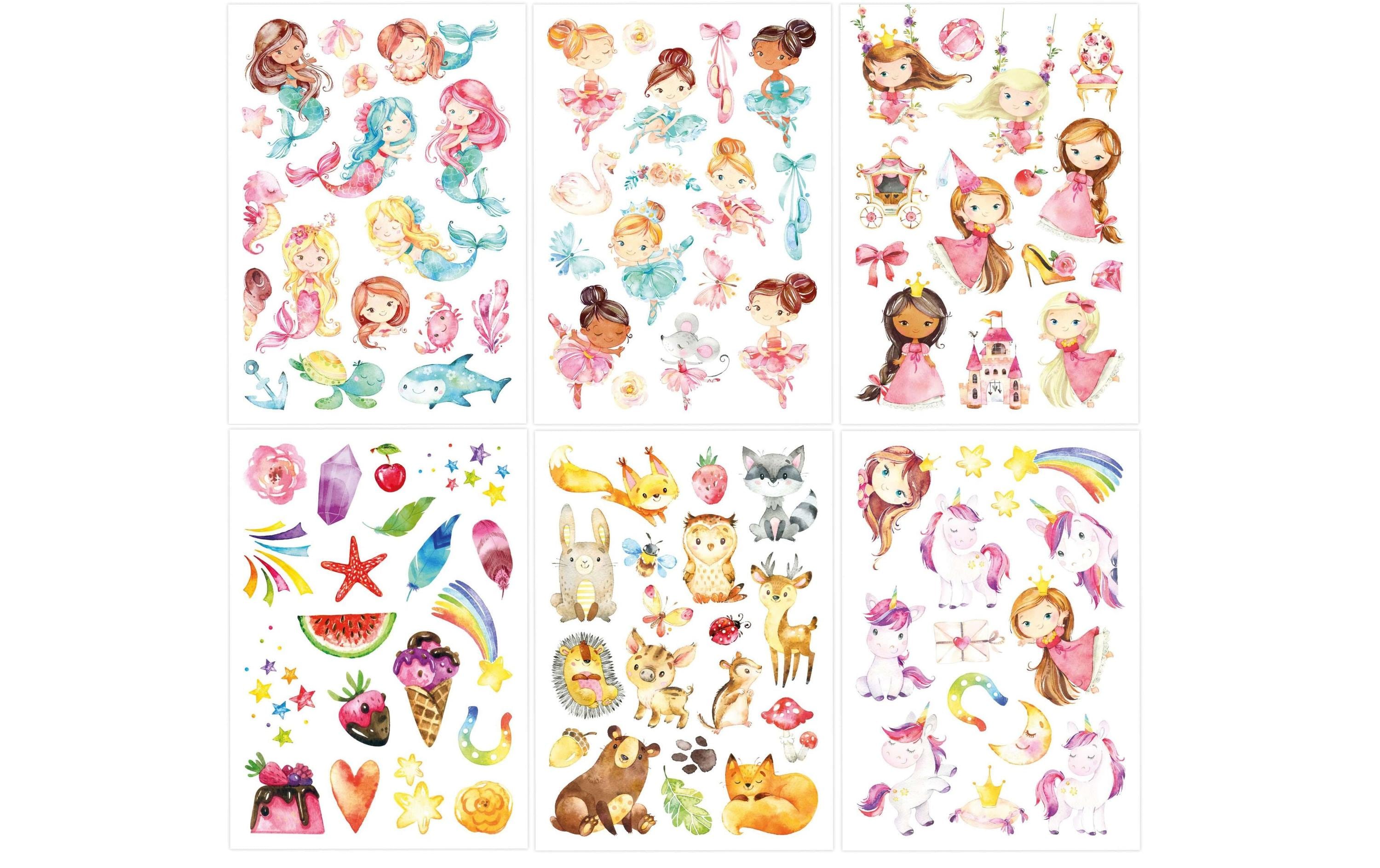 Papierdrachen Tattoo Set Einhorn, Meerjungfrau, Prinzessin Papierdrachen Tattoo Set Einhorn, Meerjungfrau, Prinzessin