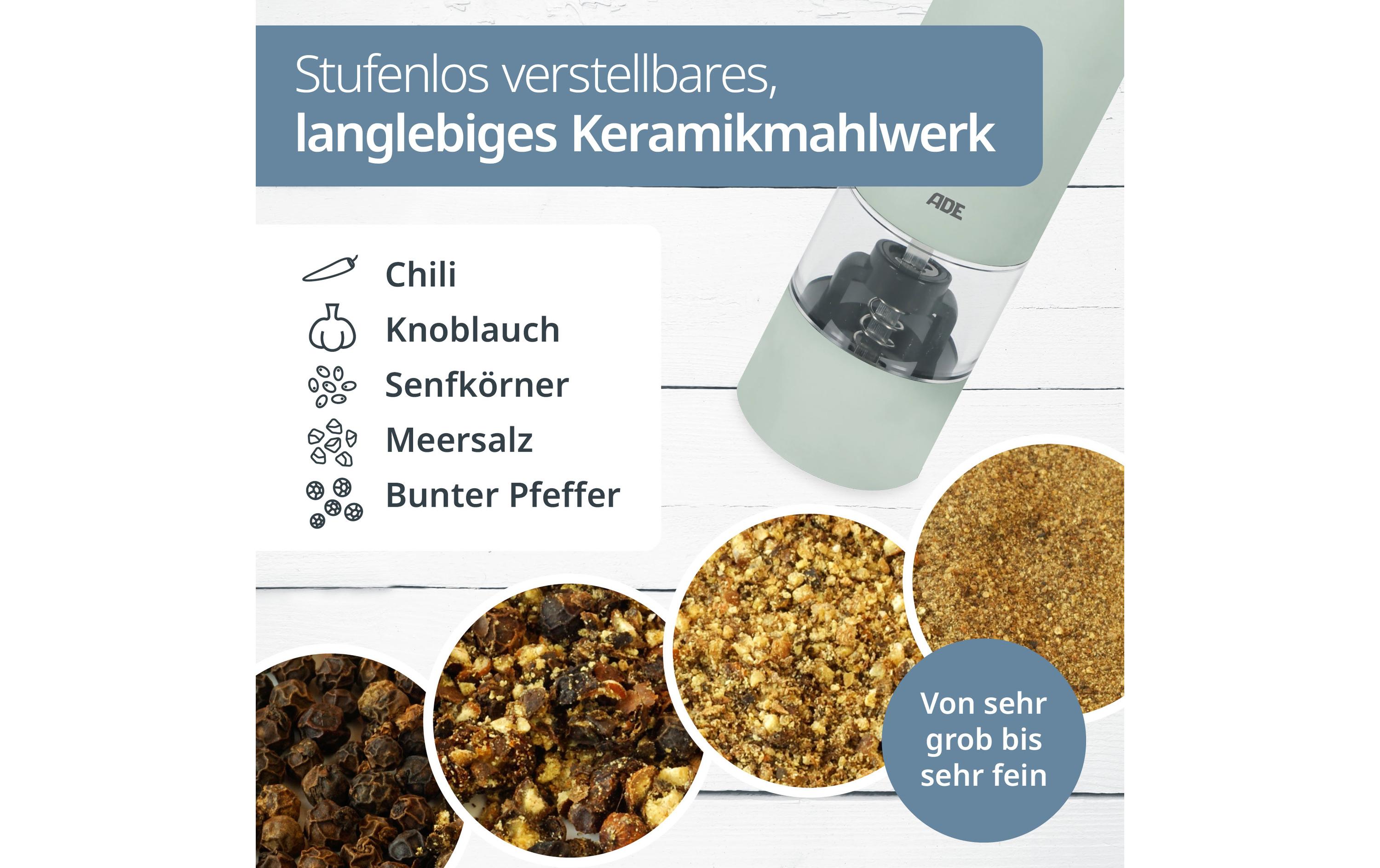 ADE Salz- und Pfeffermühle 13.9 cm, Salbei