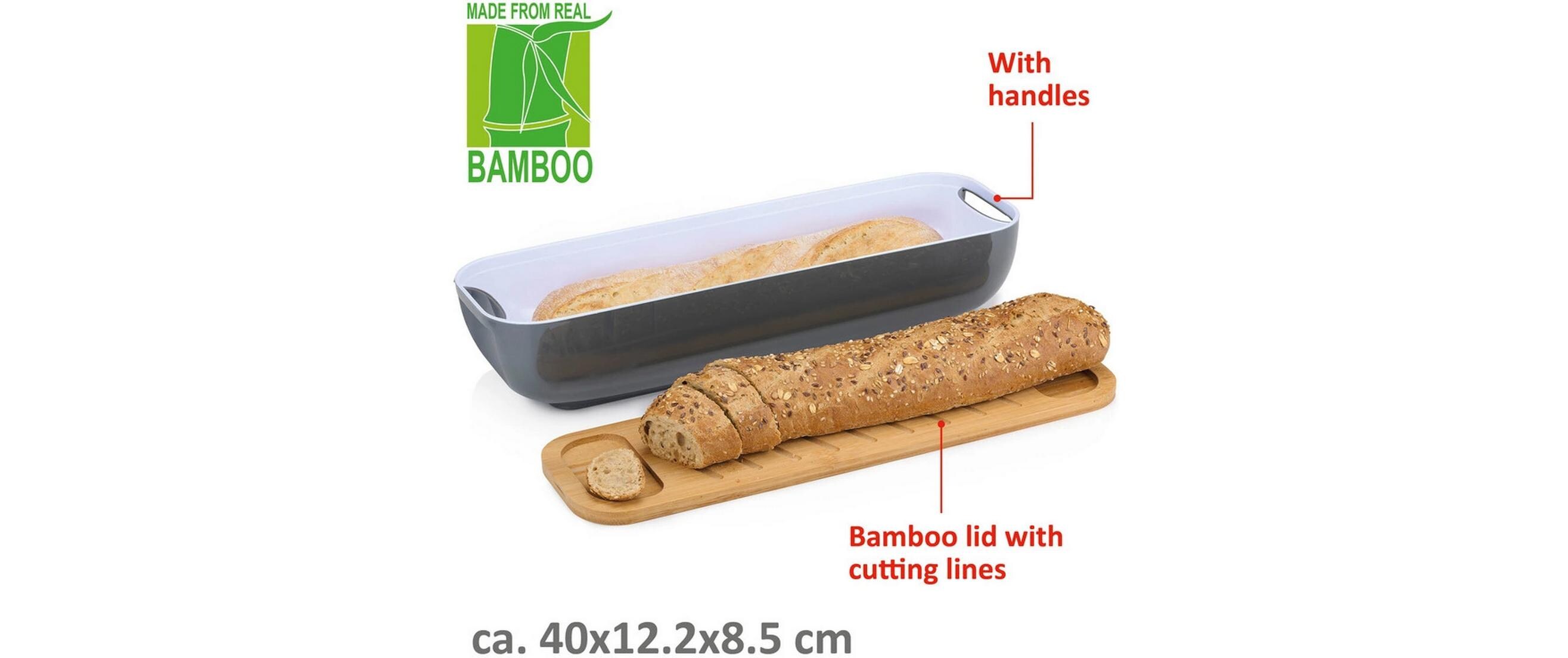 alpina Brotkasten mit Bambusdeckel Grau