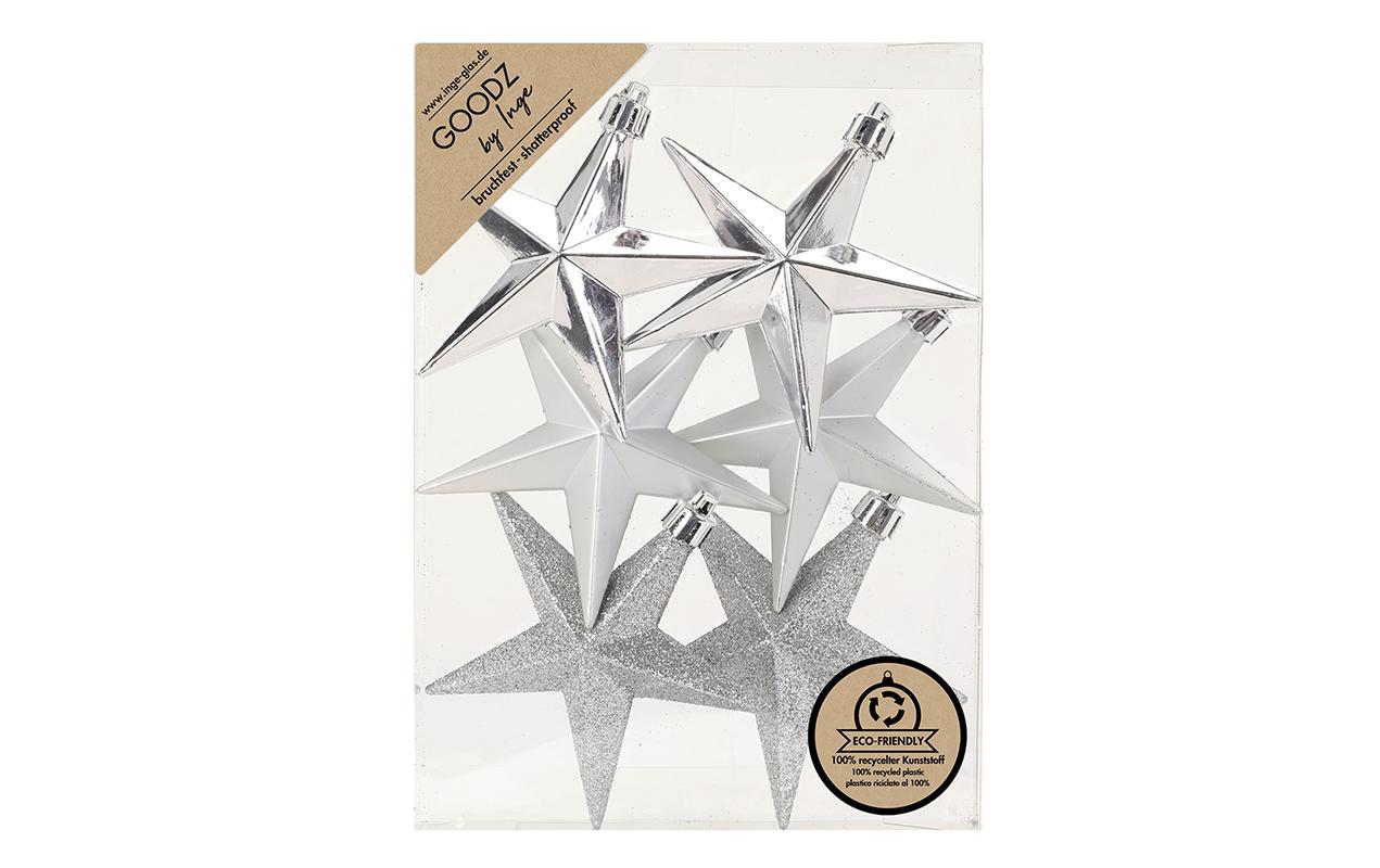 INGES CHRISTMAS DECOR Sterne Silber 10 cm 6 Stück