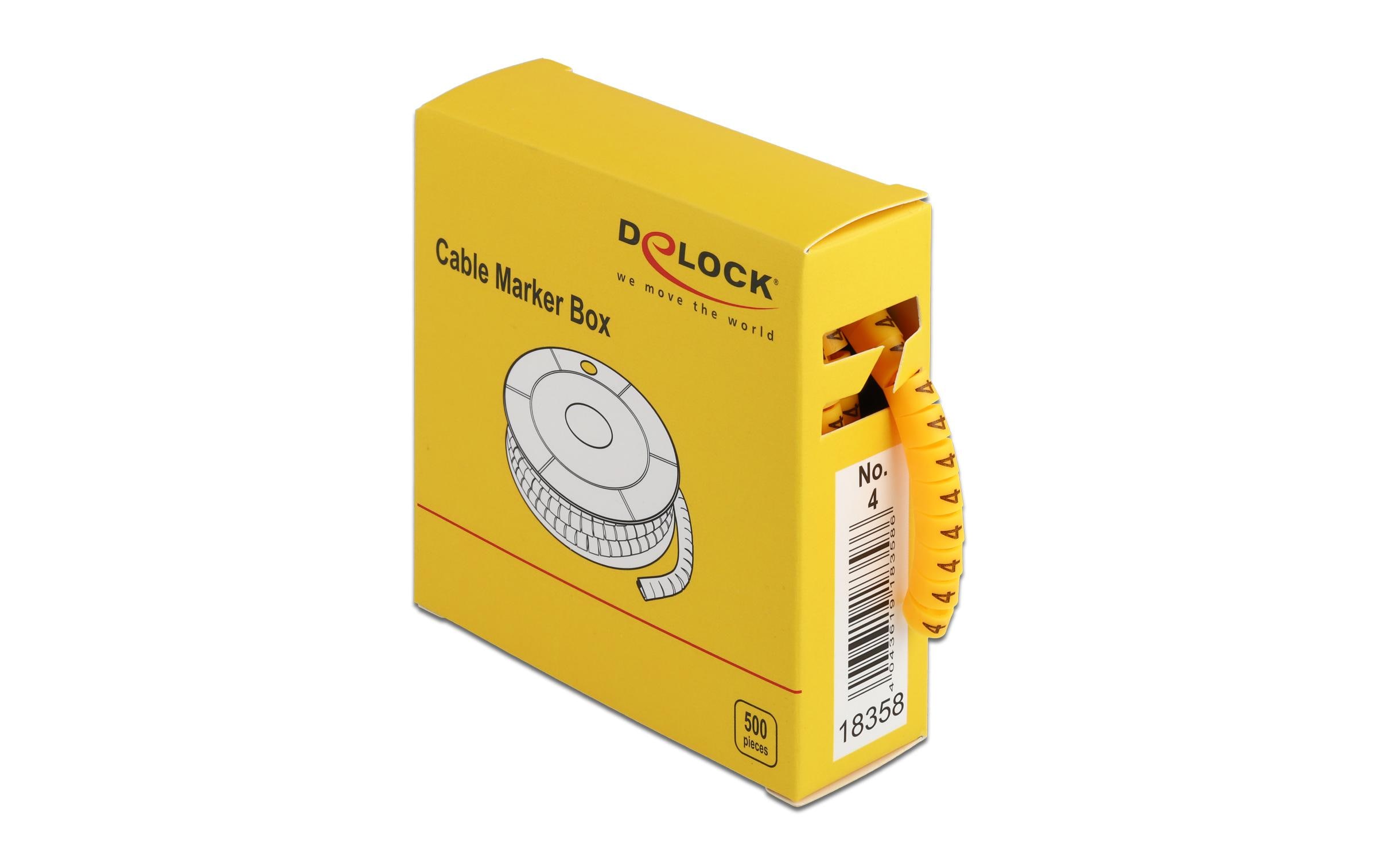 Delock Kabelkennzeichnung Nr.4, gelb, 500 Stück