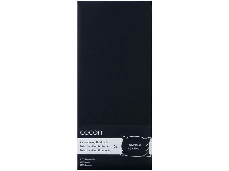 COCON Kopfkissenbezug Renforcé 50 x 70 cm, Marineblau, 2 Stück