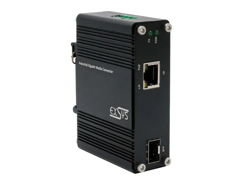Exsys Medienkonverter EX-60340, 60W, SFP, mit PoE+
