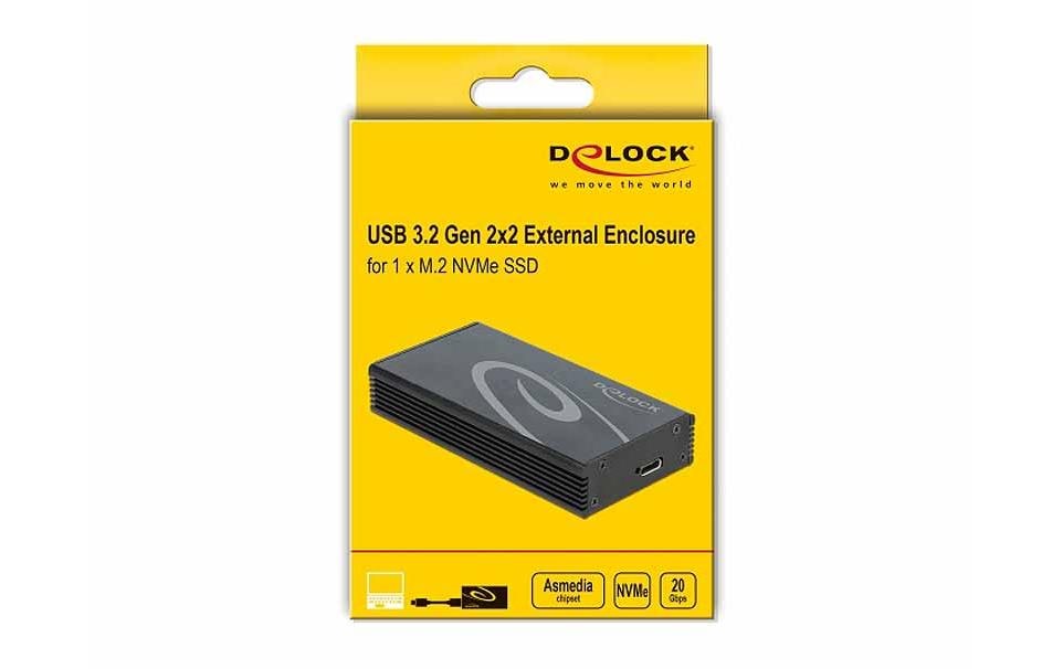 Delock Externes Gehäuse USB-C 3.2 Gen2x2 für M.2 NVME SSD