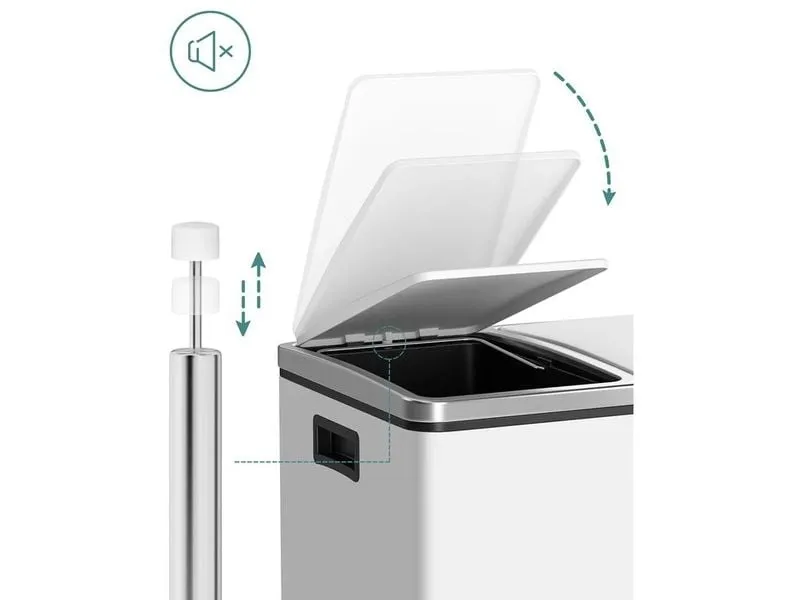 Songmics Abfalleimer mit Inneneimern und Griffen 2 x 15 l, Weiss